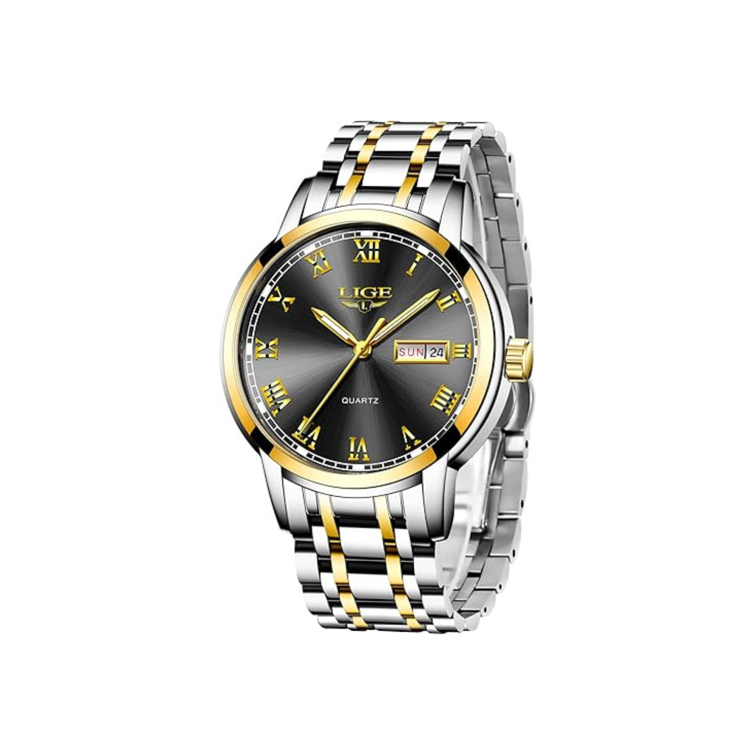 MEHIAZ Mens Watches Fashion Waterproof Stainless Steel Analogue Quartz Watch Business Automatic Calendar Wrist Watch for Men