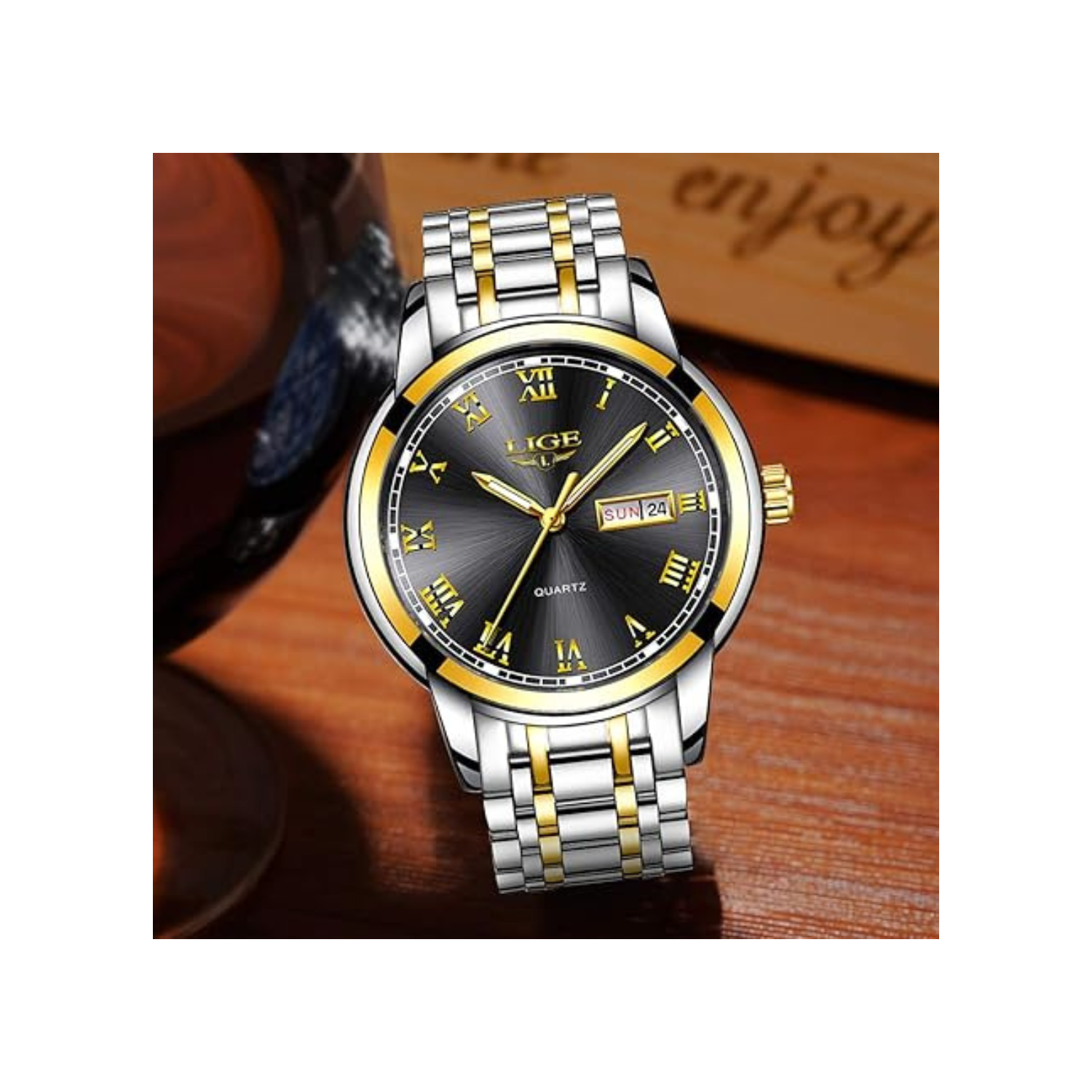 MEHIAZ Mens Watches Fashion Waterproof Stainless Steel Analogue Quartz Watch Business Automatic Calendar Wrist Watch for Men