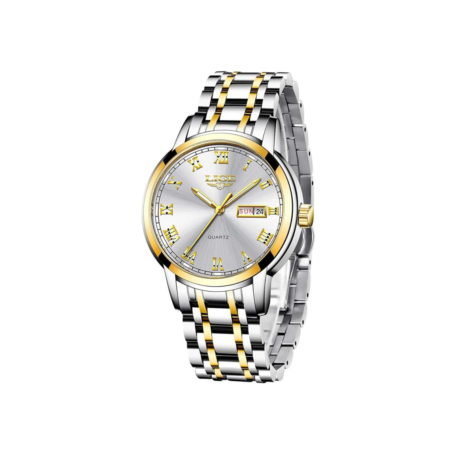 LIGE Mens Watches Fashion Waterproof Stainless Steel Analogue Quartz Watch Business Automatic Calendar Wrist Watch for Men