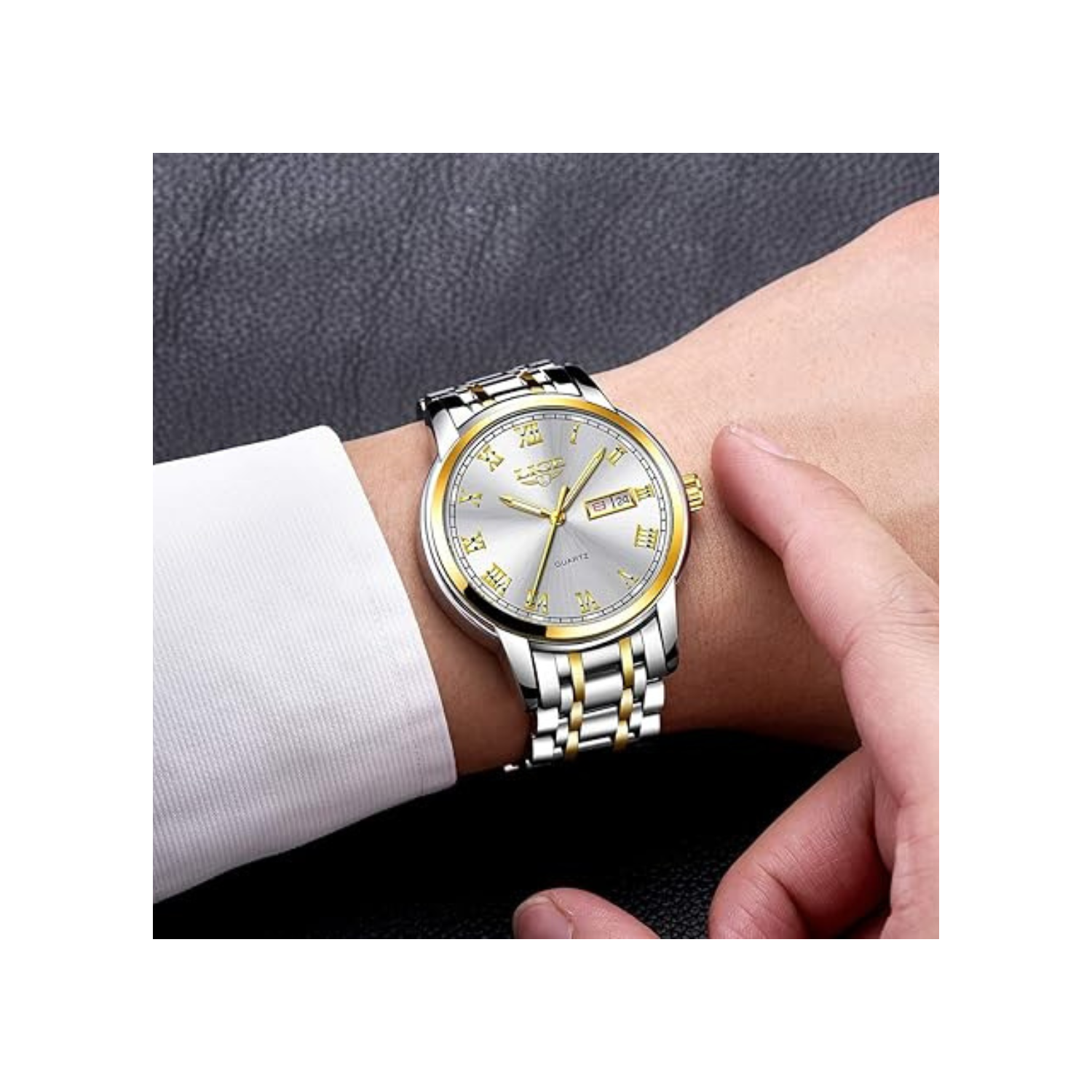 LIGE Mens Watches Fashion Waterproof Stainless Steel Analogue Quartz Watch Business Automatic Calendar Wrist Watch for Men