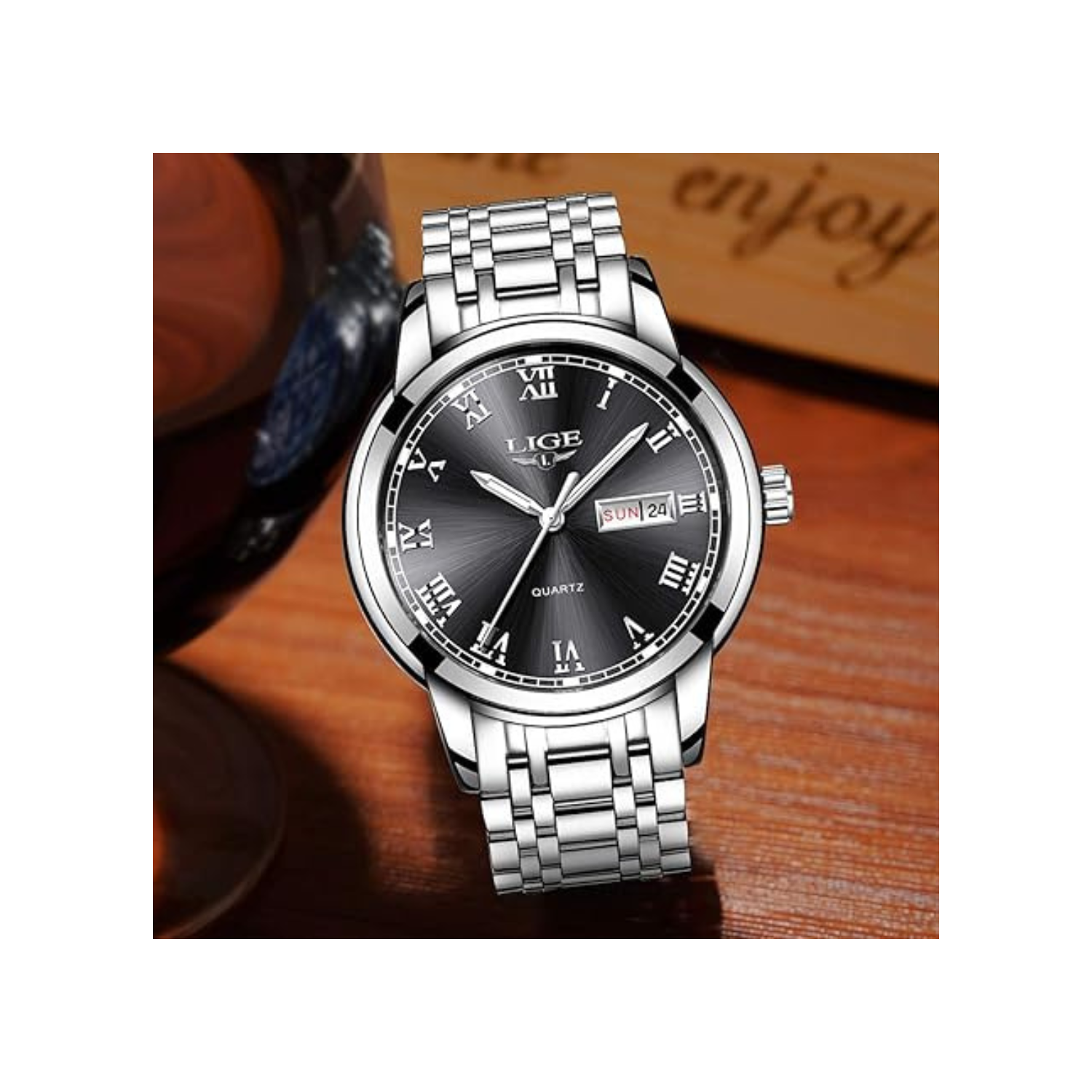 MEHIAZ Mens Watches Fashion Waterproof Stainless Steel Analogue Quartz Watch Business Automatic Calendar Wrist Watch for Men