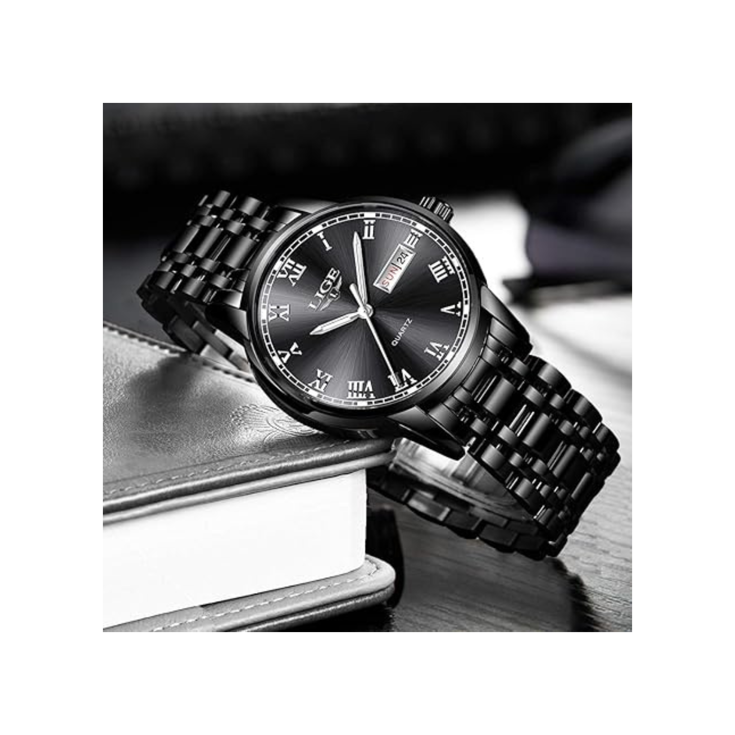 MEHIAZ Mens Watches Fashion Waterproof Stainless Steel Analogue Quartz Watch Business Automatic Calendar Wrist Watch for Men