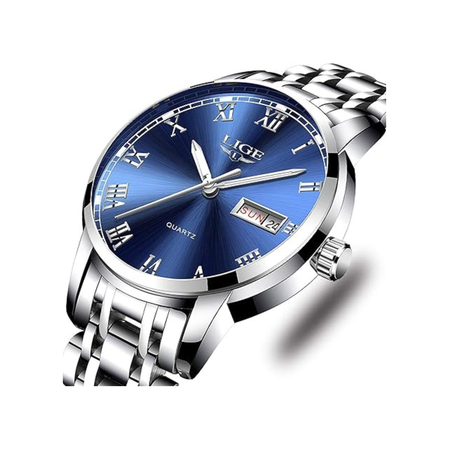 MEHIAZ Mens Watches Fashion Waterproof Stainless Steel Analogue Quartz Watch Business Automatic Calendar Wrist Watch for Men