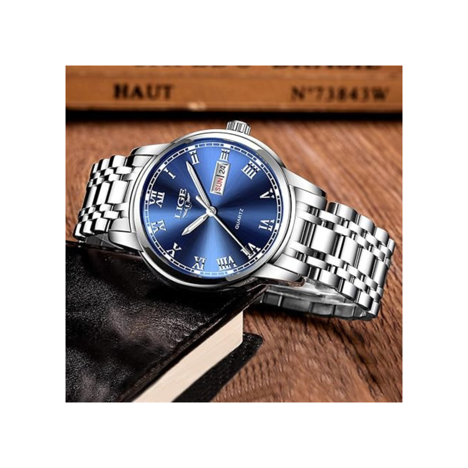 MEHIAZ Mens Watches Fashion Waterproof Stainless Steel Analogue Quartz Watch Business Automatic Calendar Wrist Watch for Men