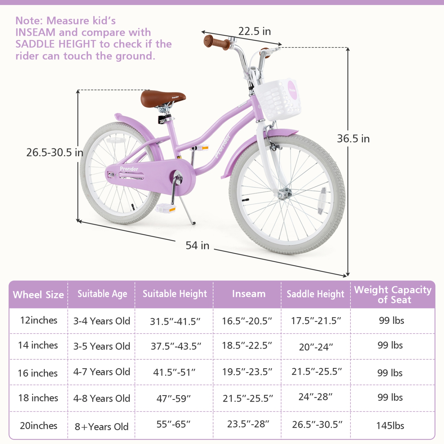 Prorider 20" Kids Bike with Height Adjustable Handlebar & Seat Hand Brake & Coaster Brake
