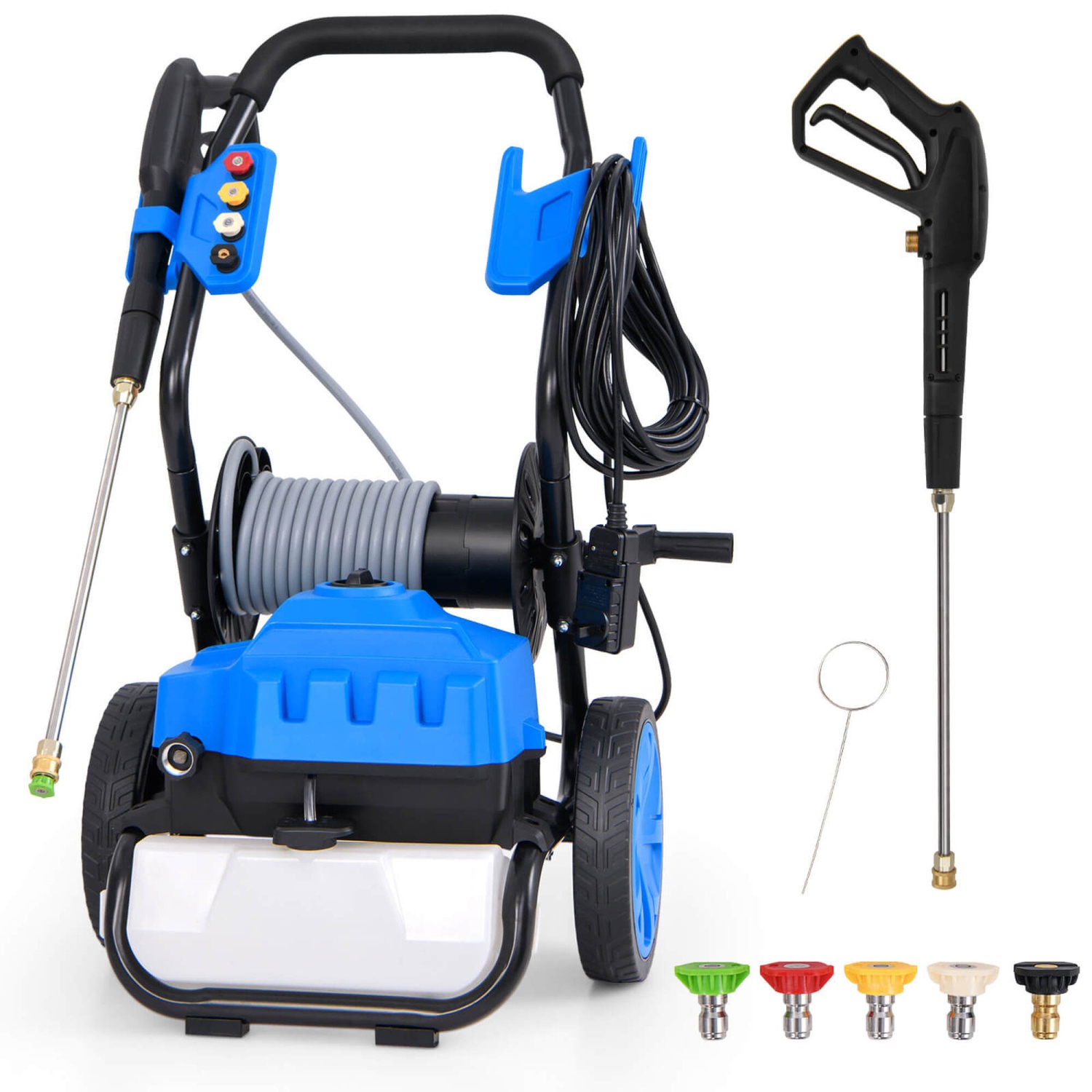 Ironmax Electric Pressure Washer with Wheels 5 Quick Connect Nozzles Soap Bottle spray gun