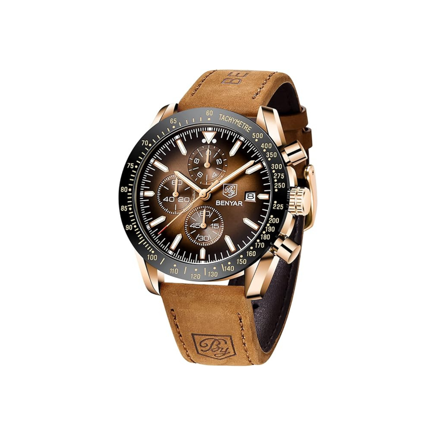 Mens Watches/Montre Homme Chronograph Analog Quartz Waterproof Wrist Watch for Men Business Casual Sport Date Dress Watch with Leather/Stainless