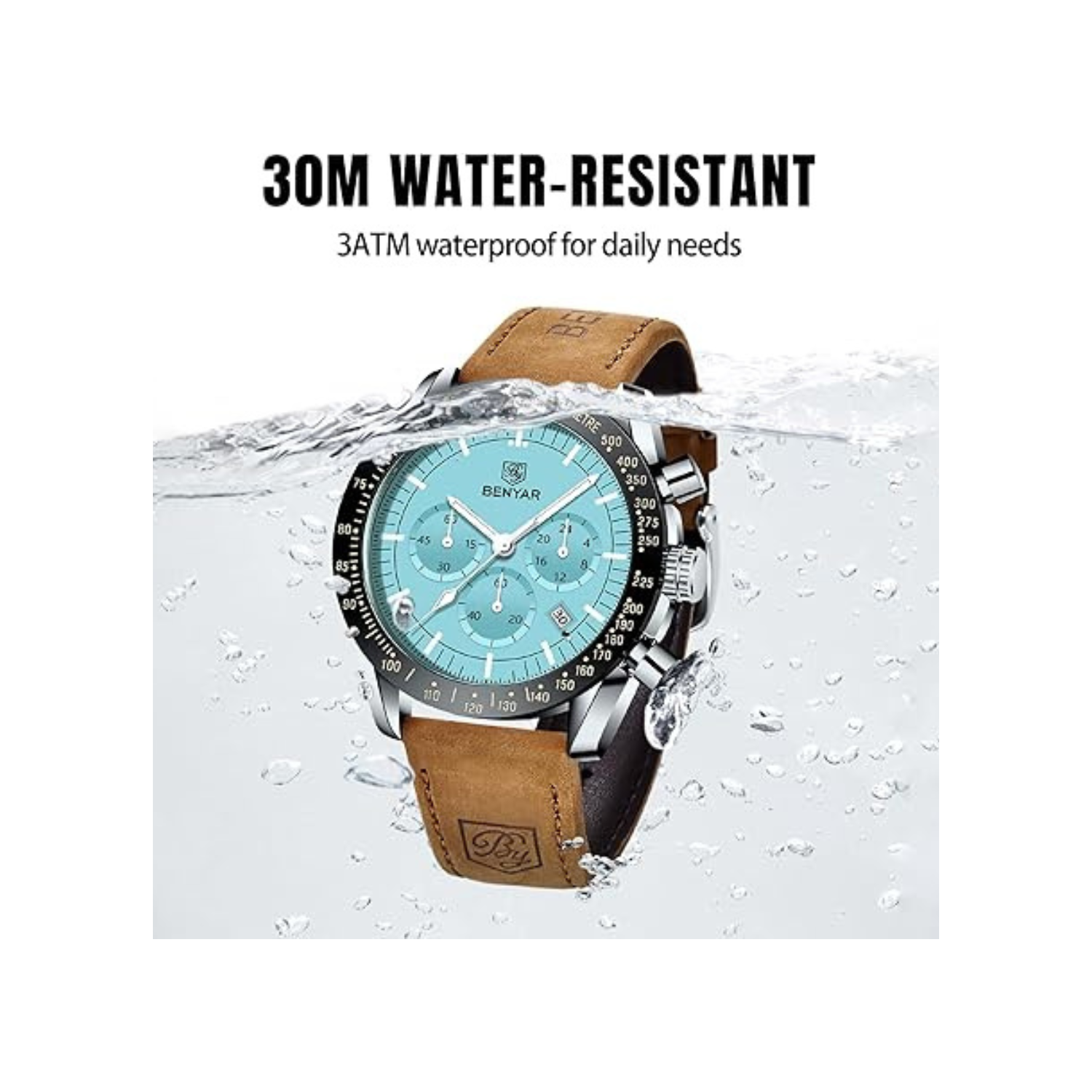 Mens Watches/Montre Homme Chronograph Analog Quartz Waterproof Wrist Watch for Men Business Casual Sport Date Dress Watch with Leather/Stainless