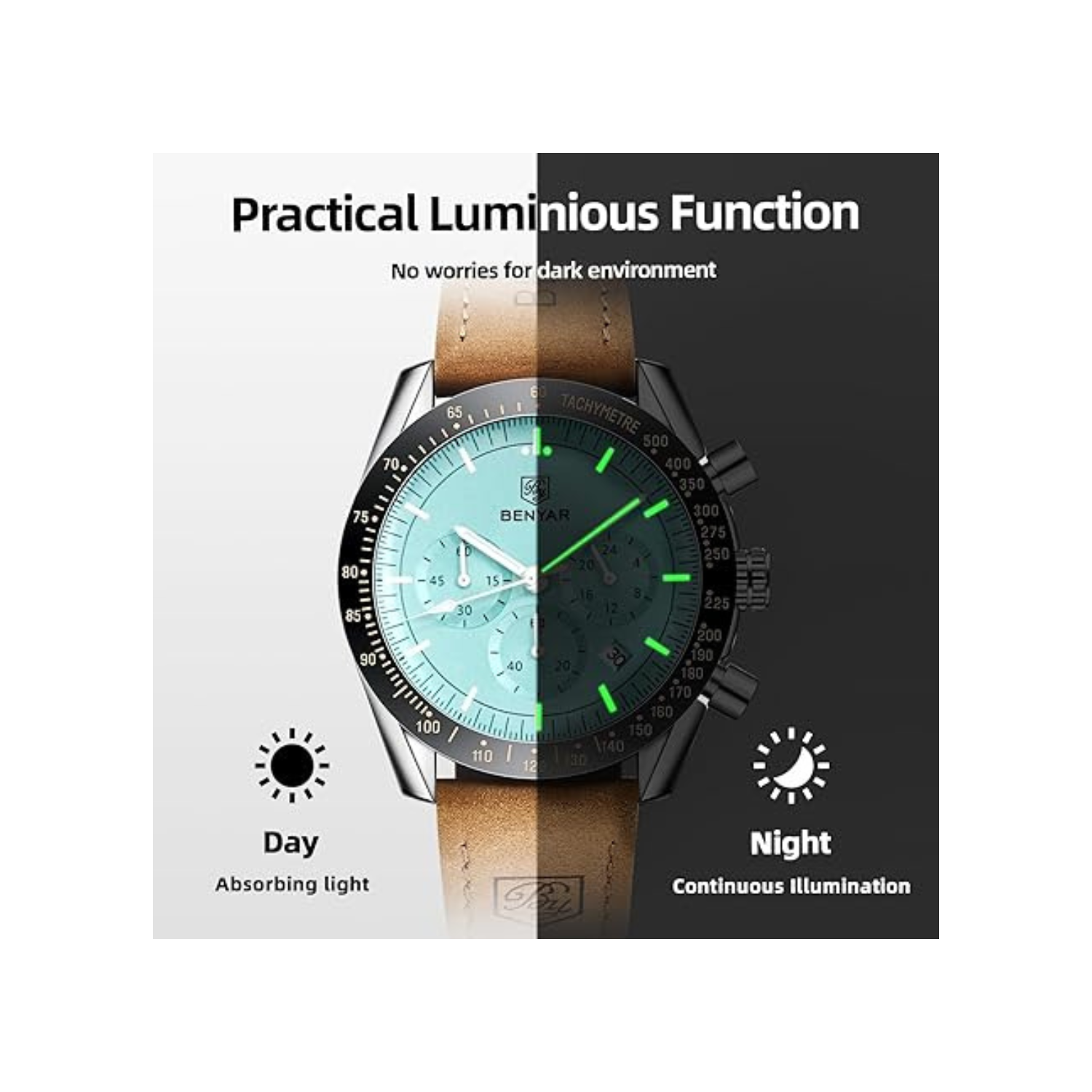 Mens Watches/Montre Homme Chronograph Analog Quartz Waterproof Wrist Watch for Men Business Casual Sport Date Dress Watch with Leather/Stainless