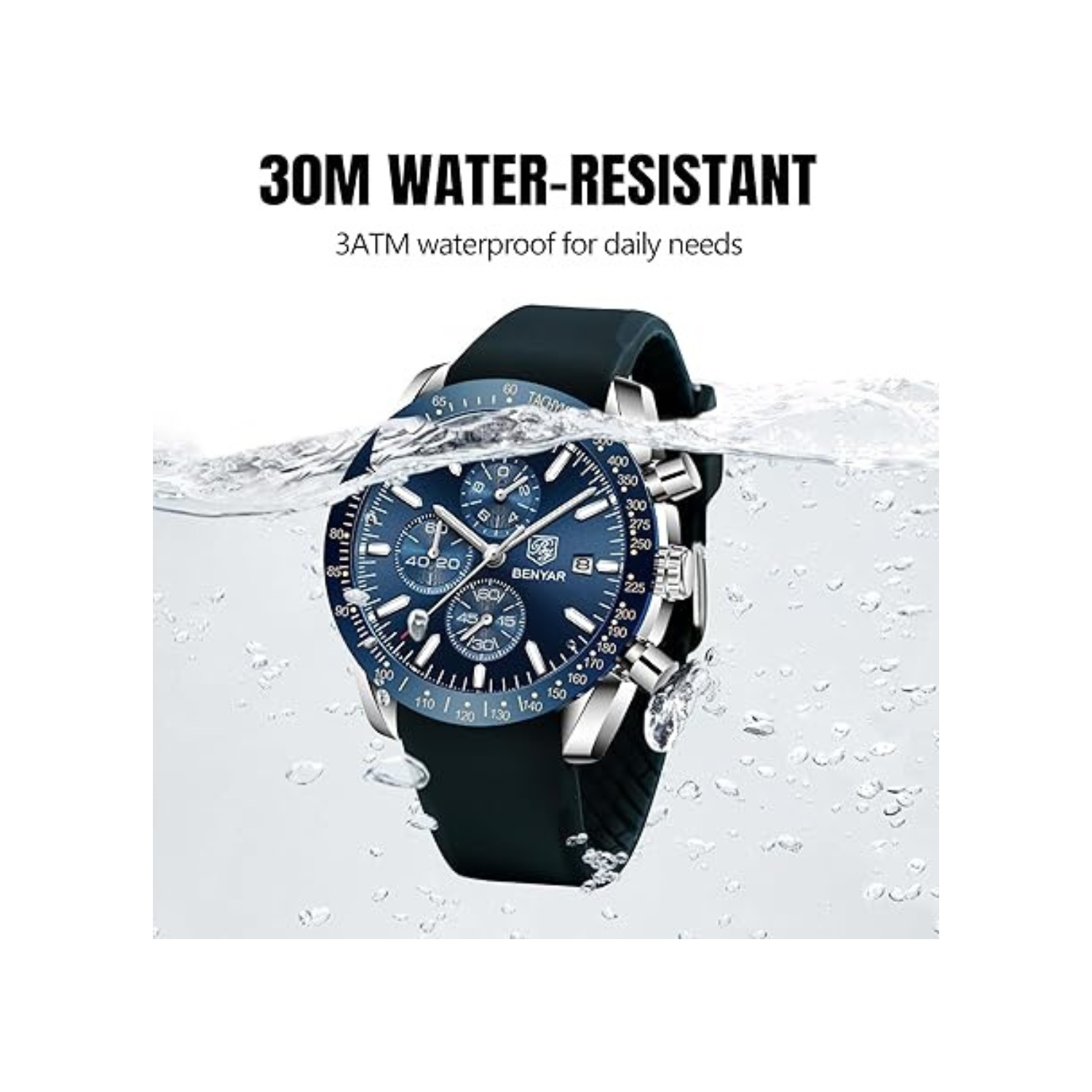 Mens Watches/Montre Homme Chronograph Analog Quartz Waterproof Wrist Watch for Men Business Casual Sport Date Dress Watch with Leather/Stainless