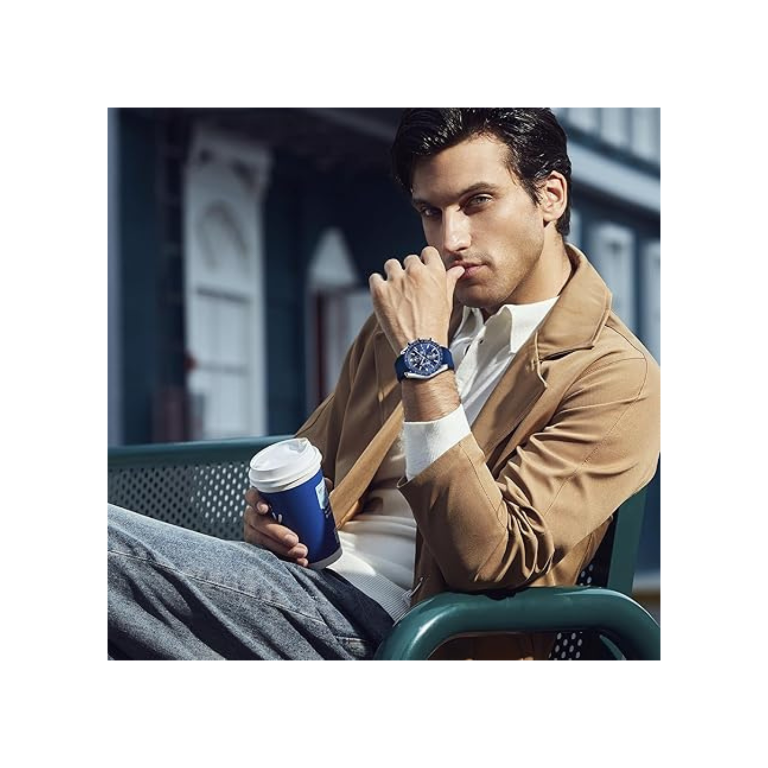 Mens Watches/Montre Homme Chronograph Analog Quartz Waterproof Wrist Watch for Men Business Casual Sport Date Dress Watch with Leather/Stainless