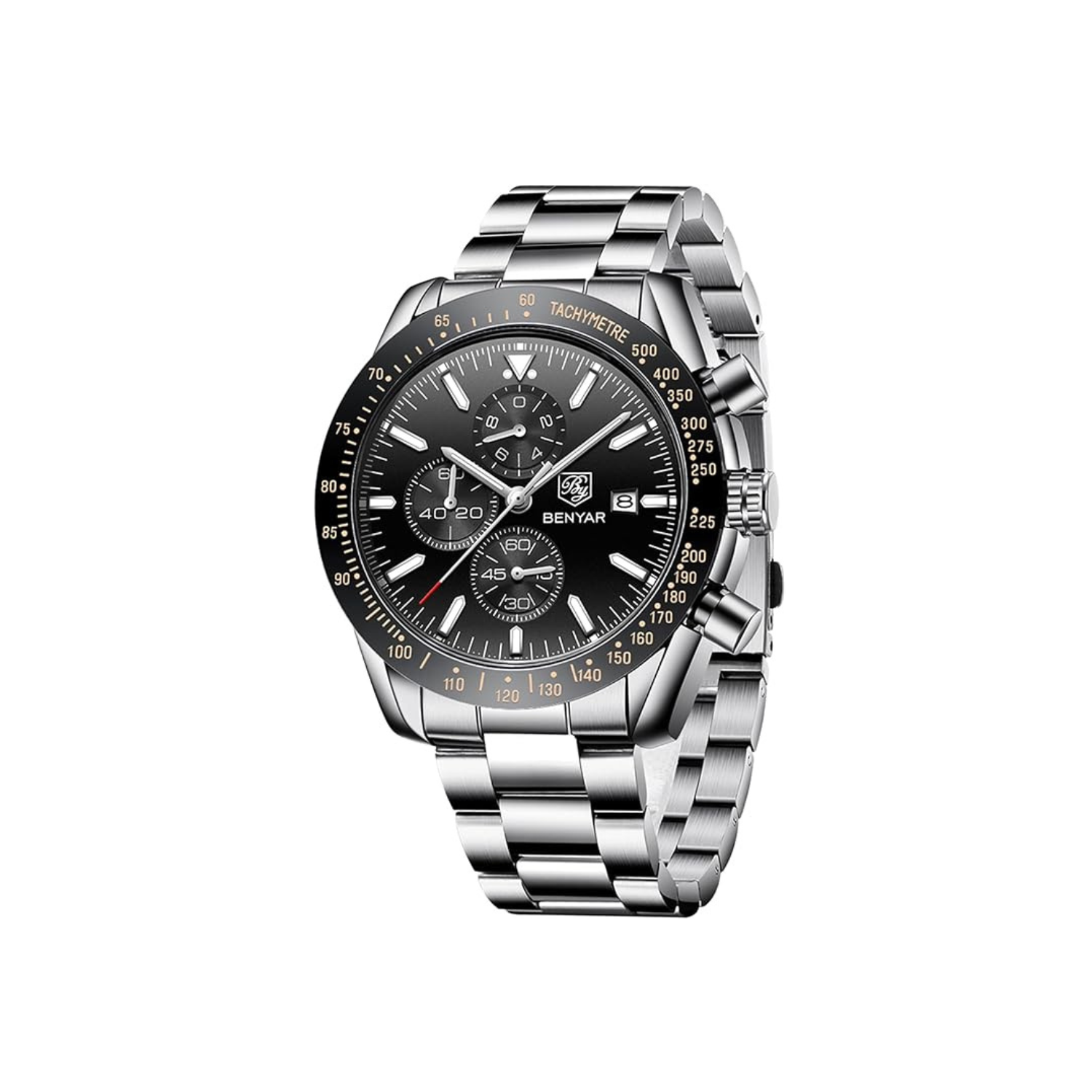 Mens Watches/Montre Homme Chronograph Analog Quartz Waterproof Wrist Watch for Men Business Casual Sport Date Dress Watch with Leather/Stainless