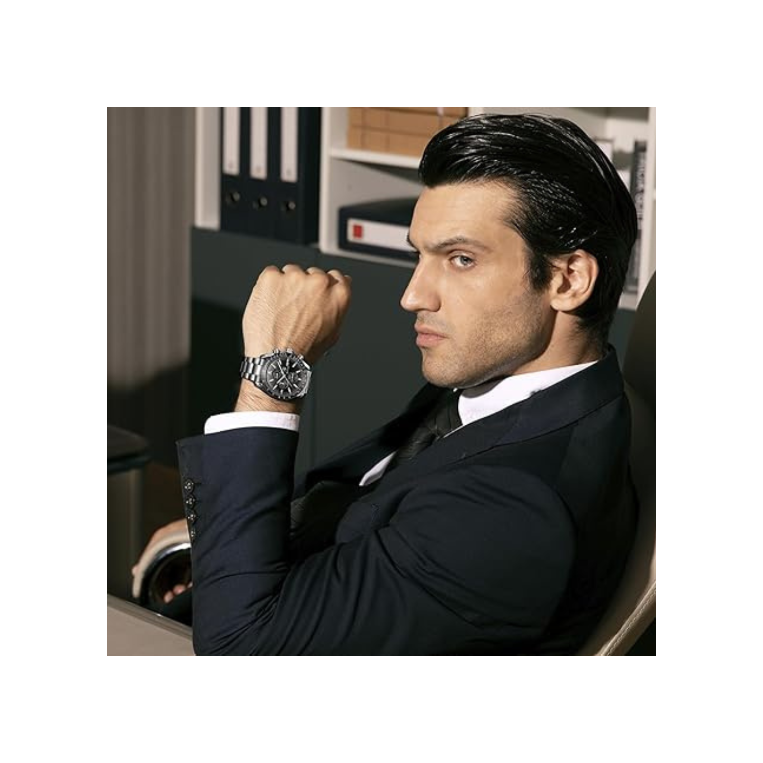 Mens Watches/Montre Homme Chronograph Analog Quartz Waterproof Wrist Watch for Men Business Casual Sport Date Dress Watch with Leather/Stainless