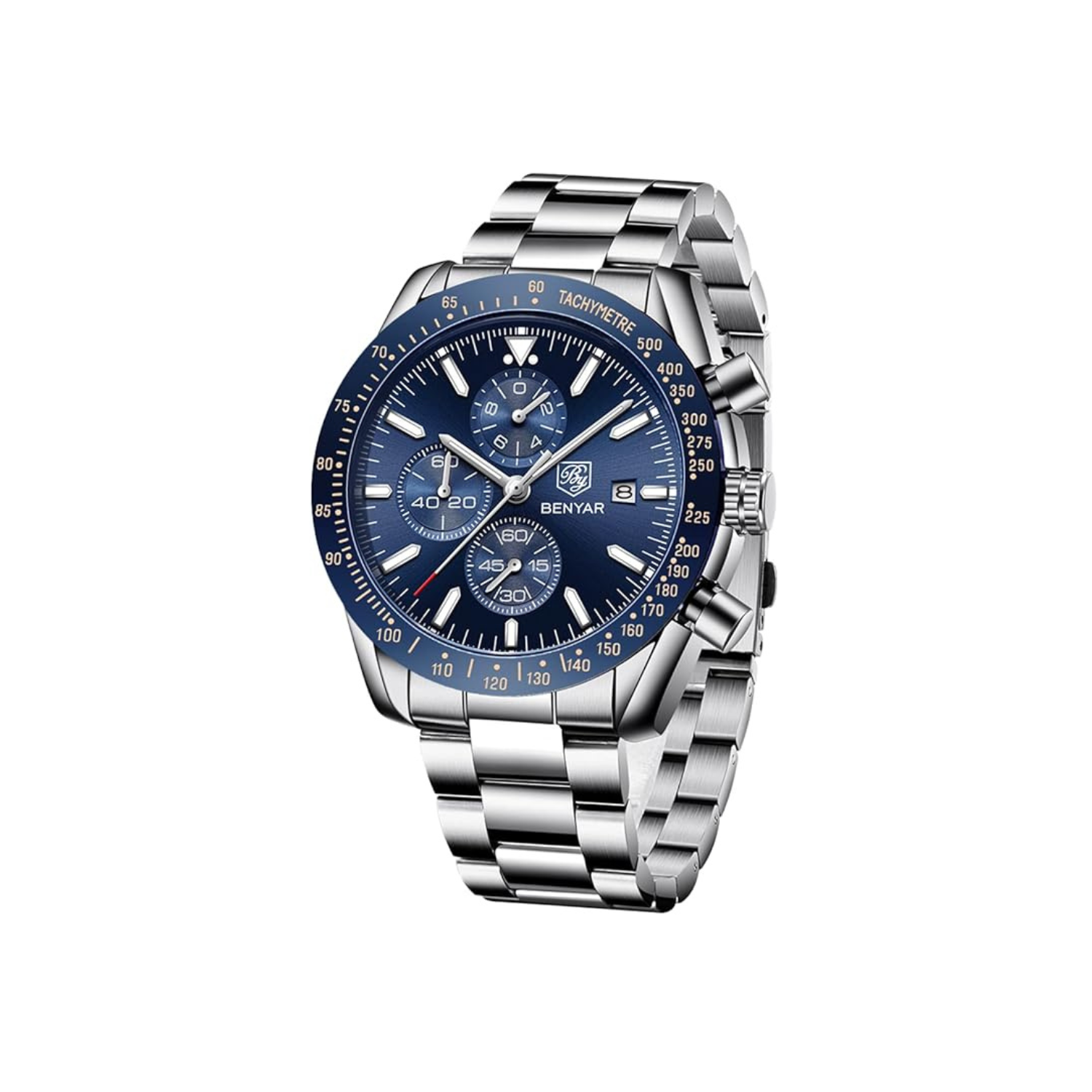 Mens Watches/Montre Homme Chronograph Analog Quartz Waterproof Wrist Watch for Men Business Casual Sport Date Dress Watch with Leather/Stainless