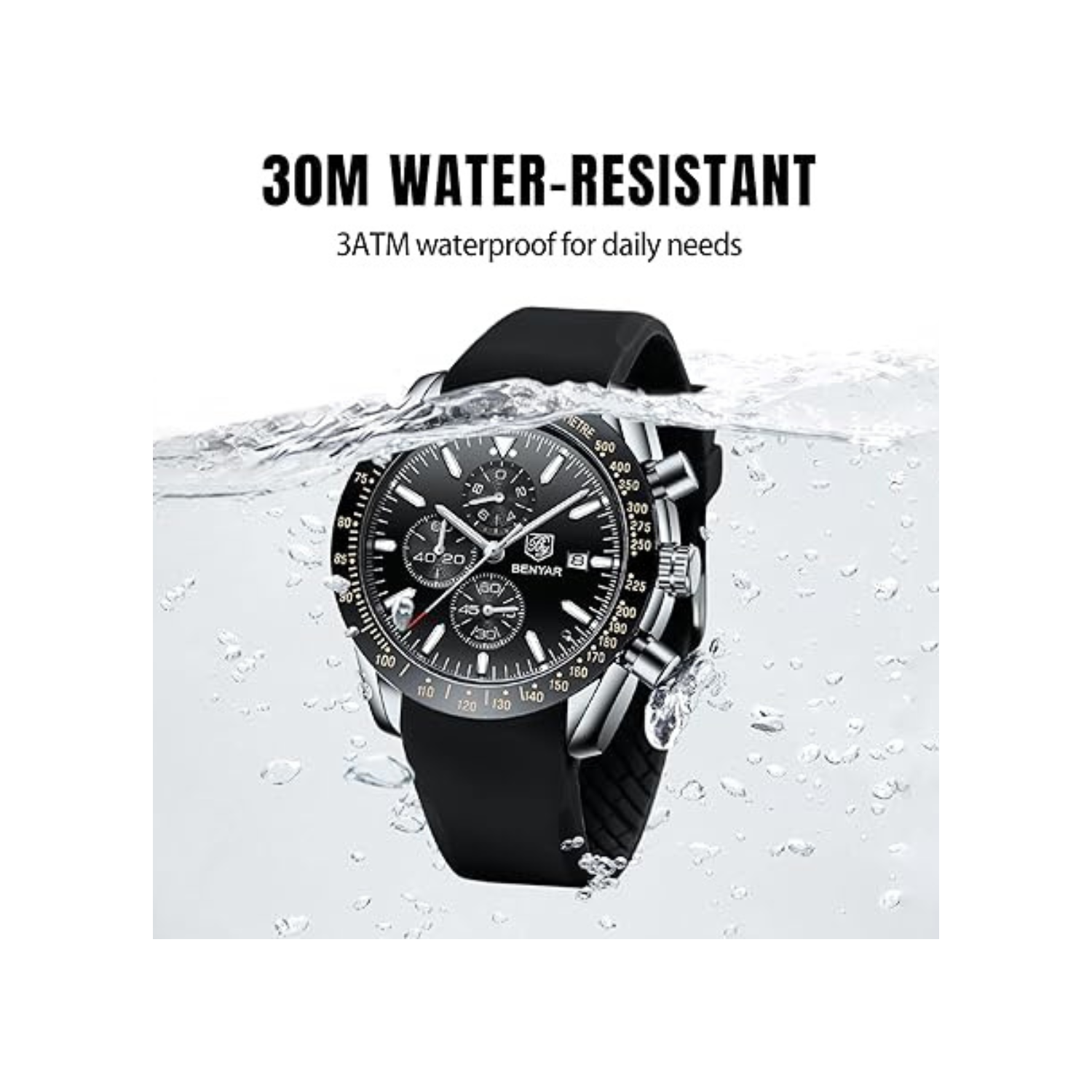 Mens Watches/Montre Homme Chronograph Analog Quartz Waterproof Wrist Watch for Men Business Casual Sport Date Dress Watch with Leather/Stainless