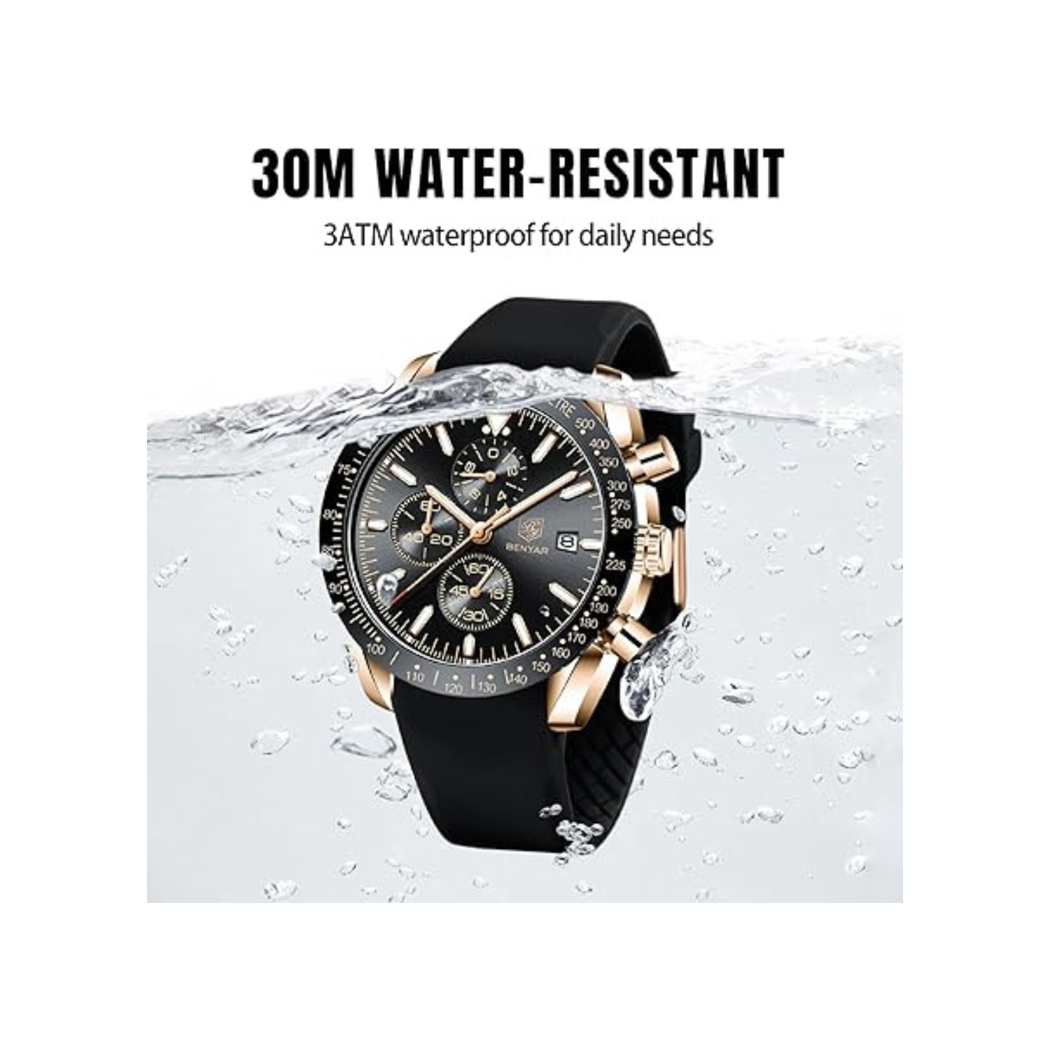 Mens Watches/Montre Homme Chronograph Analog Quartz Waterproof Wrist Watch for Men Business Casual Sport Date Dress Watch with Leather/Stainless