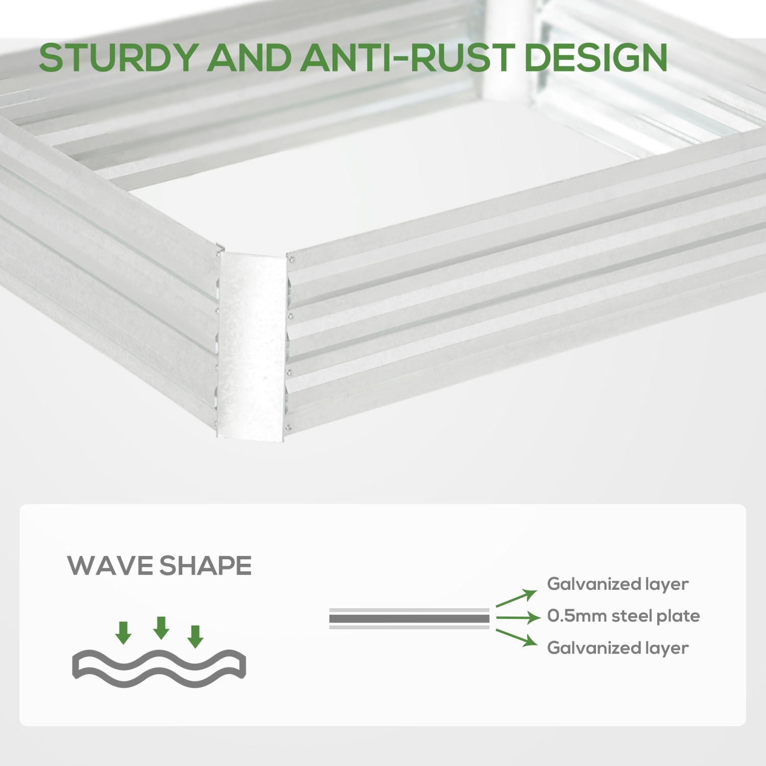Outsunny Galvanized Raised Garden Bed, 4' x 3' x 1' Outdoor Metal Planter Box, Standing Raised Bed for Growing Flowers, Herbs and Vegetables, Silver