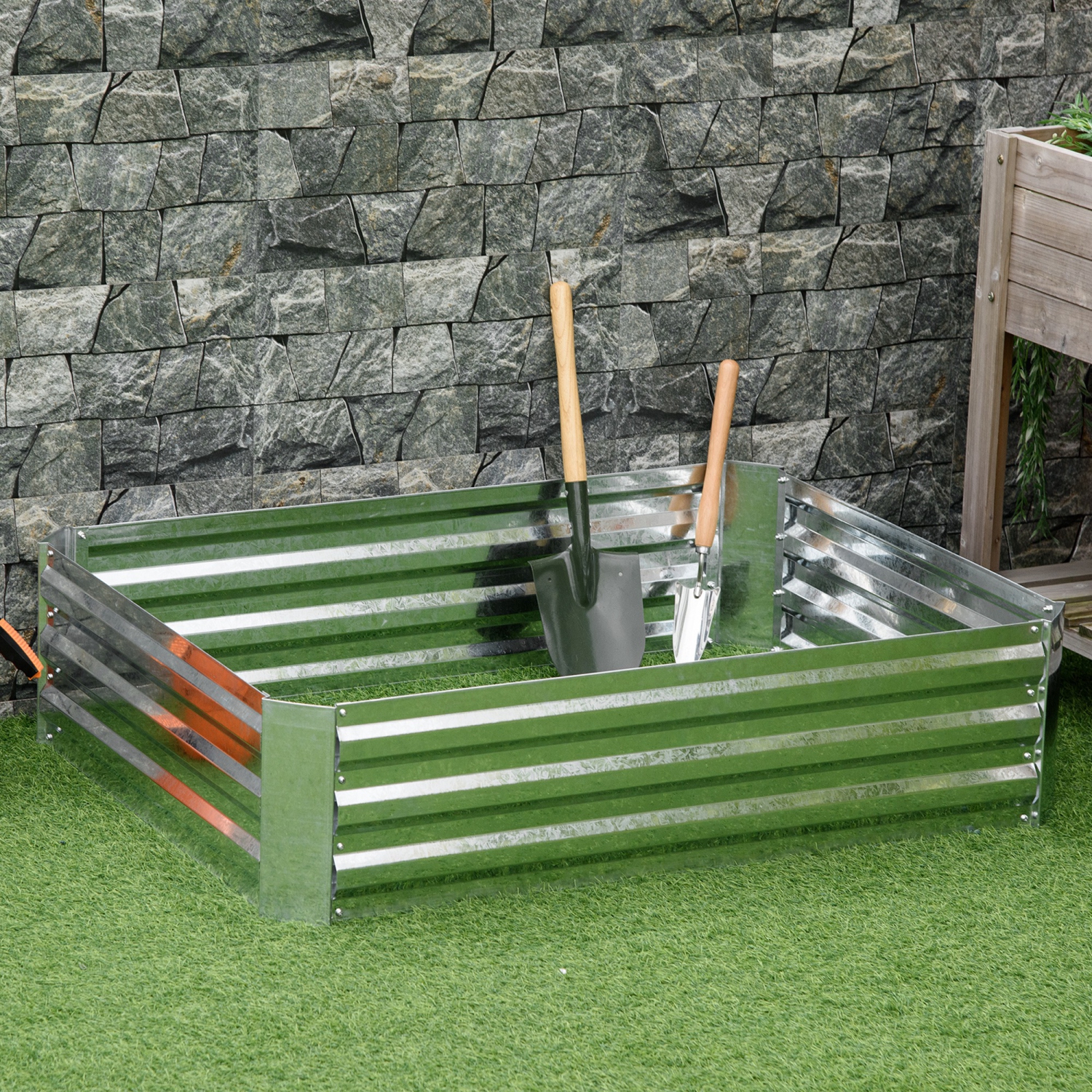 Outsunny Galvanized Raised Garden Bed, 4' x 3' x 1' Outdoor Metal Planter Box, Standing Raised Bed for Growing Flowers, Herbs and Vegetables, Silver