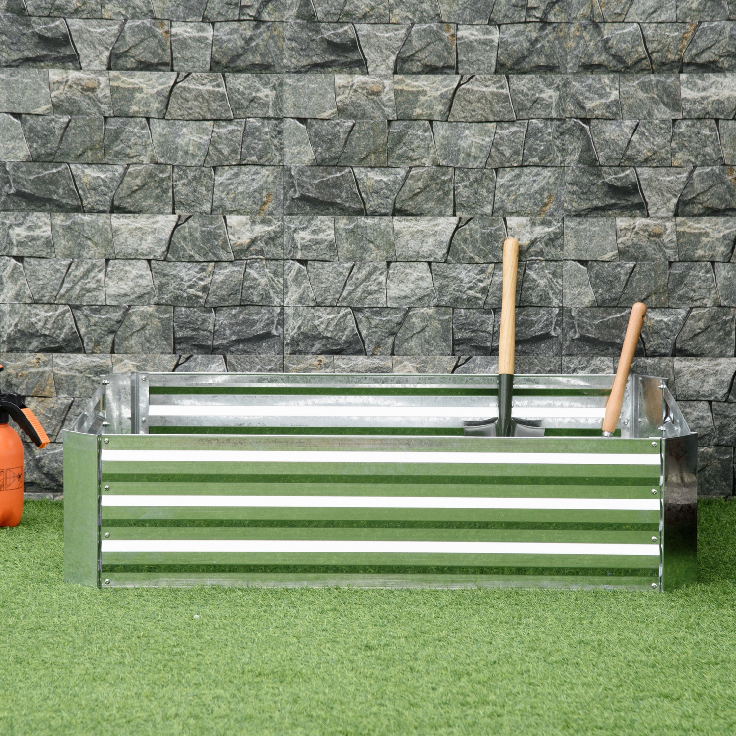 Outsunny Galvanized Raised Garden Bed, 4' x 3' x 1' Outdoor Metal Planter Box, Standing Raised Bed for Growing Flowers, Herbs and Vegetables, Silver