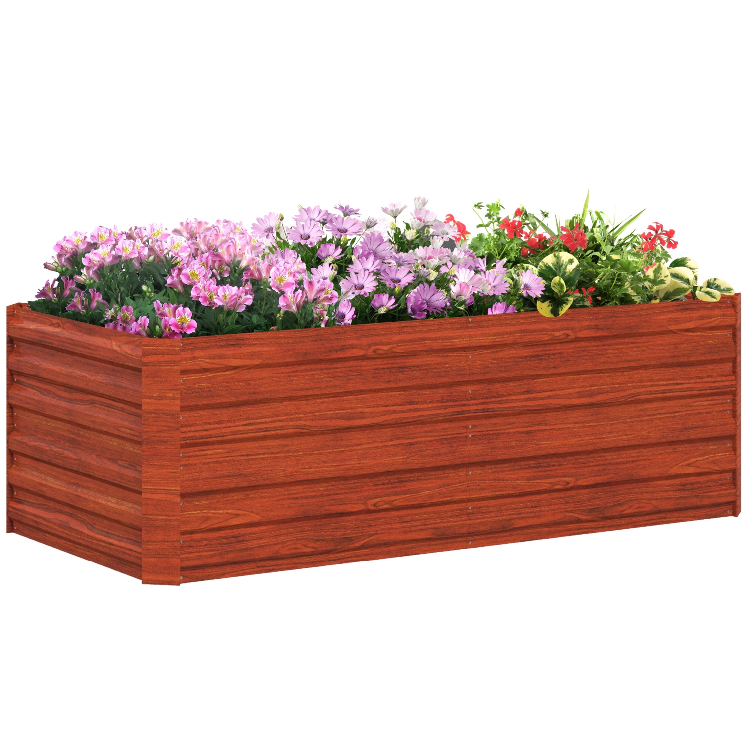 Jardinière surélevée Outsunny, 6 x 3 x 2 pi, jardinières en acier galvanisé pour plantes d'extérieur avec tiges multirenforcées pour légumes, fleurs
