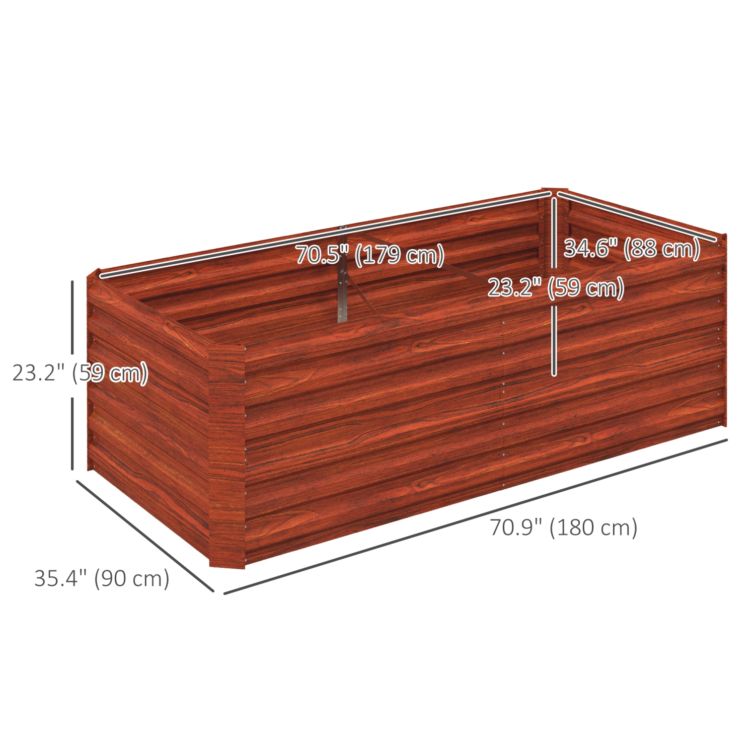 Jardinière surélevée Outsunny, 6 x 3 x 2 pi, jardinières en acier galvanisé pour plantes d'extérieur avec tiges multirenforcées pour légumes, fleurs