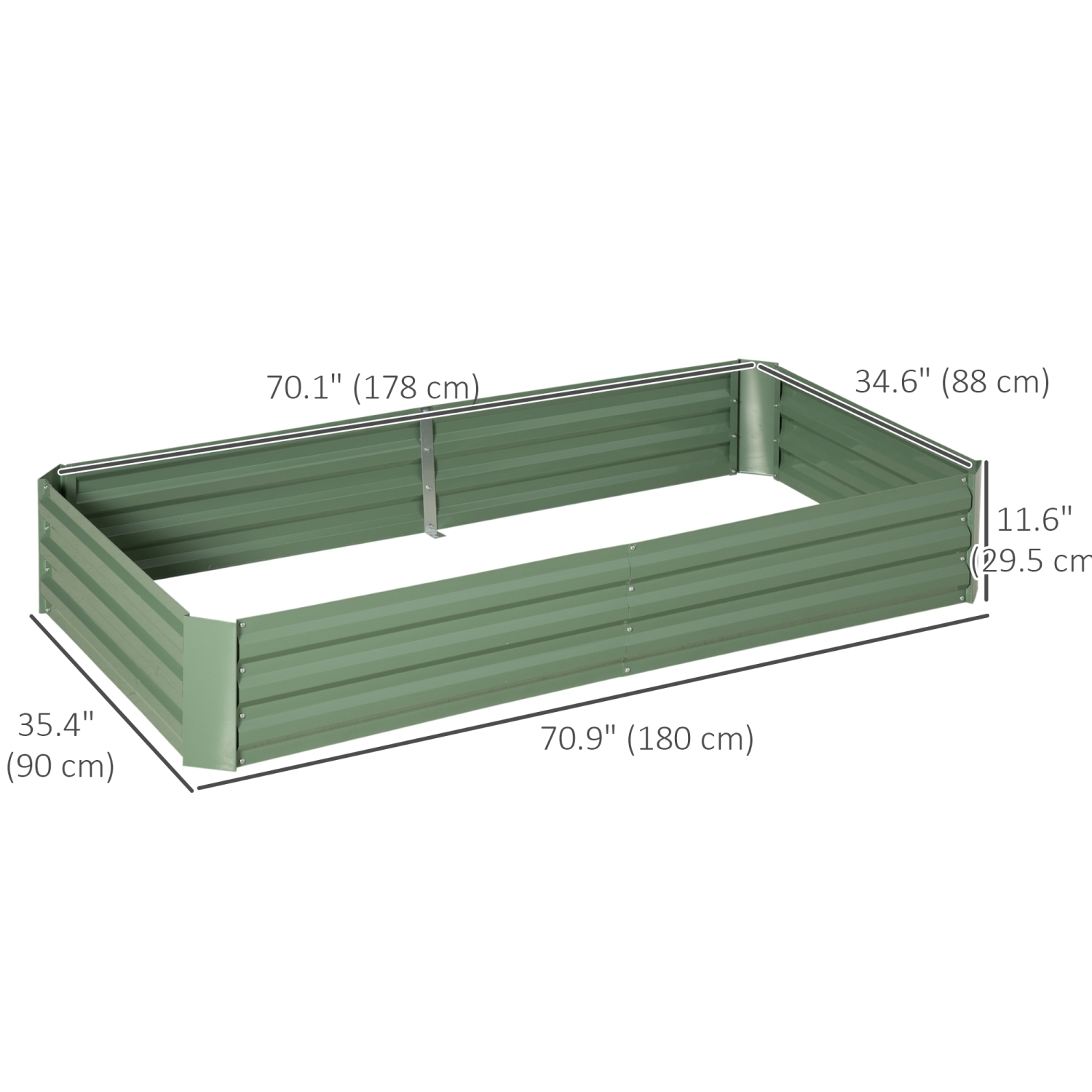 Outsunny Raised Garden Bed, 6' x 3' x 1' Large Metal Planter Box with 2 Trellis Tomato Cages for Climbing Vines, Vegetables, Flowers, Light Green