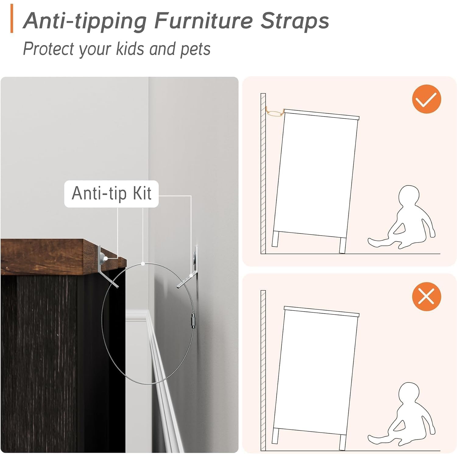 Ensemble de 2 tables de chevet WAMPAT avec tiroirs, table de chevet à 6 tiroirs pour chambre à coucher, tables de bout avec commode pour salon, noyer