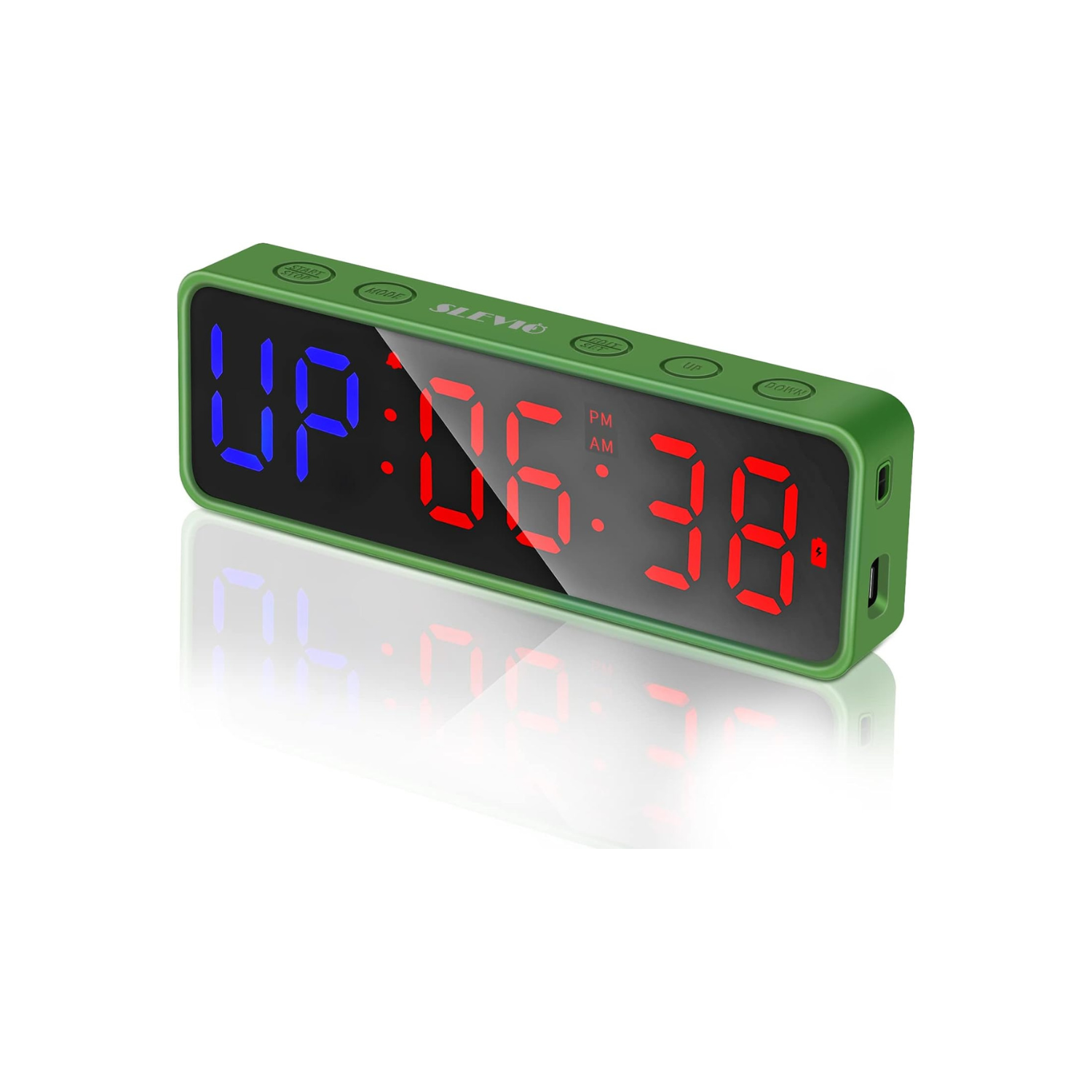 SLEVIO Portable Gym Timer, Fitness Timer Clock with Built-in Powerful Magnet, Large LED Digital Anti Vertigo Display, Home Gym Accessories Upgraded