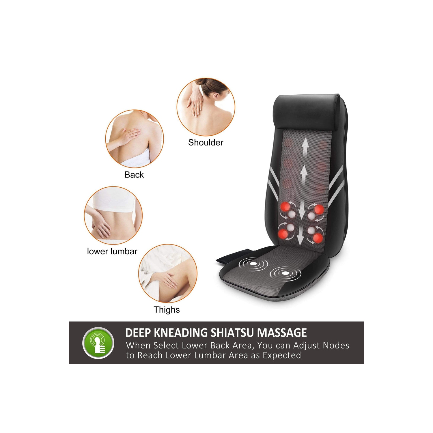 Snailax Back Massager with Heat，Rolling Kneading Seat Massager & Massage Chair Pad - 296