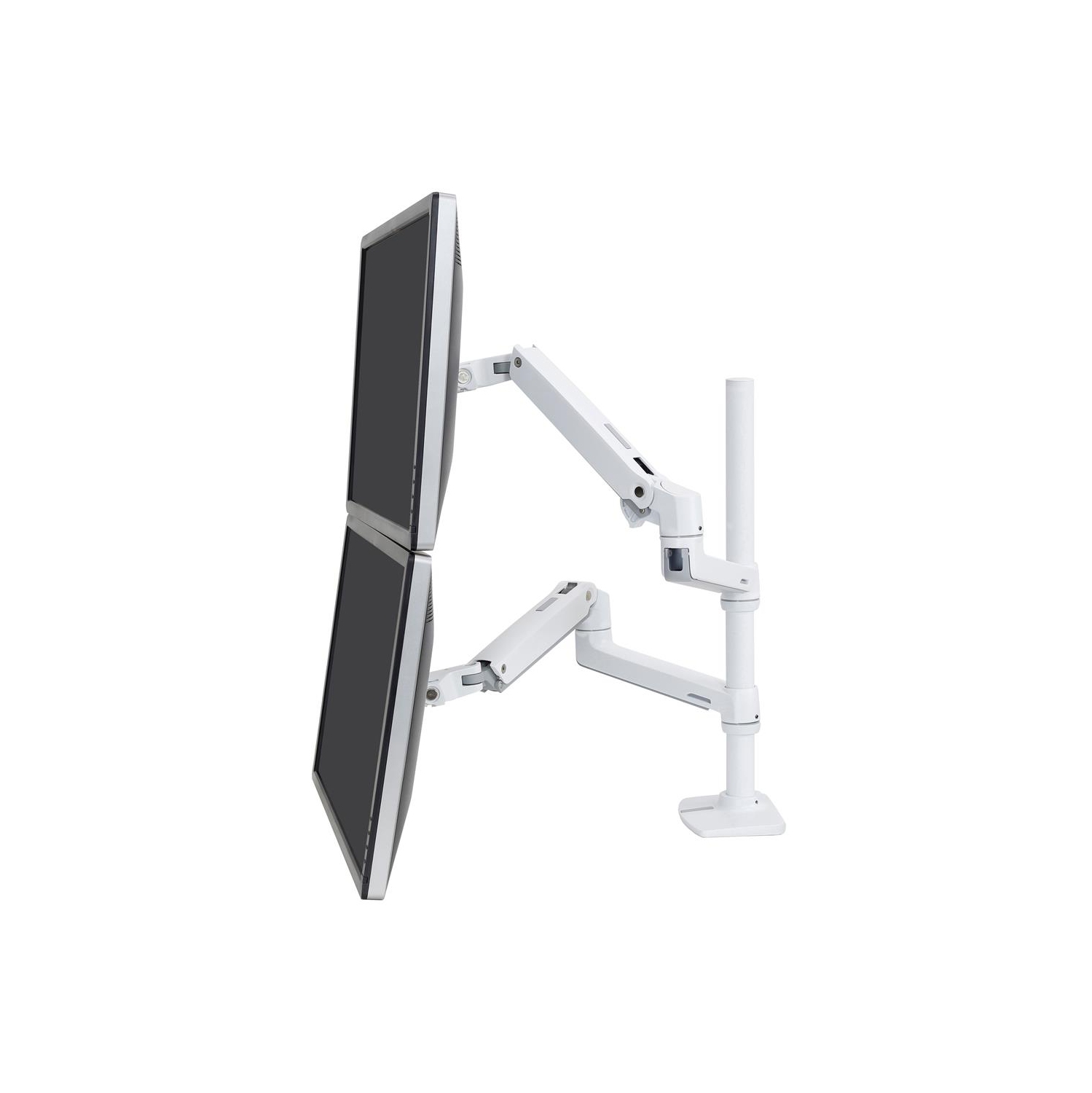 Ergotron LX Dual Stacking Arm, Tall Pole for Multi-Monitor Mount - White - (45-509-216)