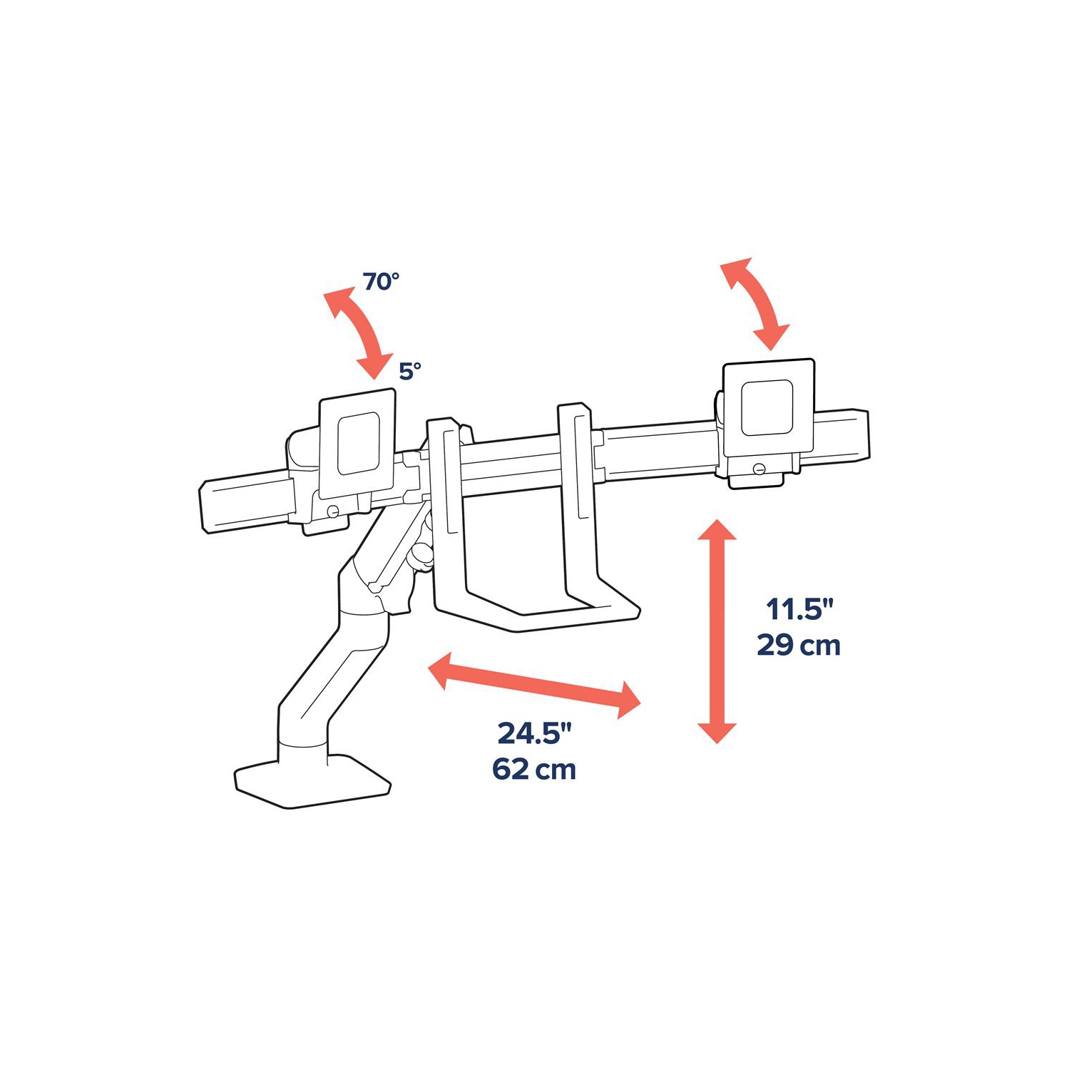 Ergotron HX Desk Dual Monitor Arm - Matte Black -