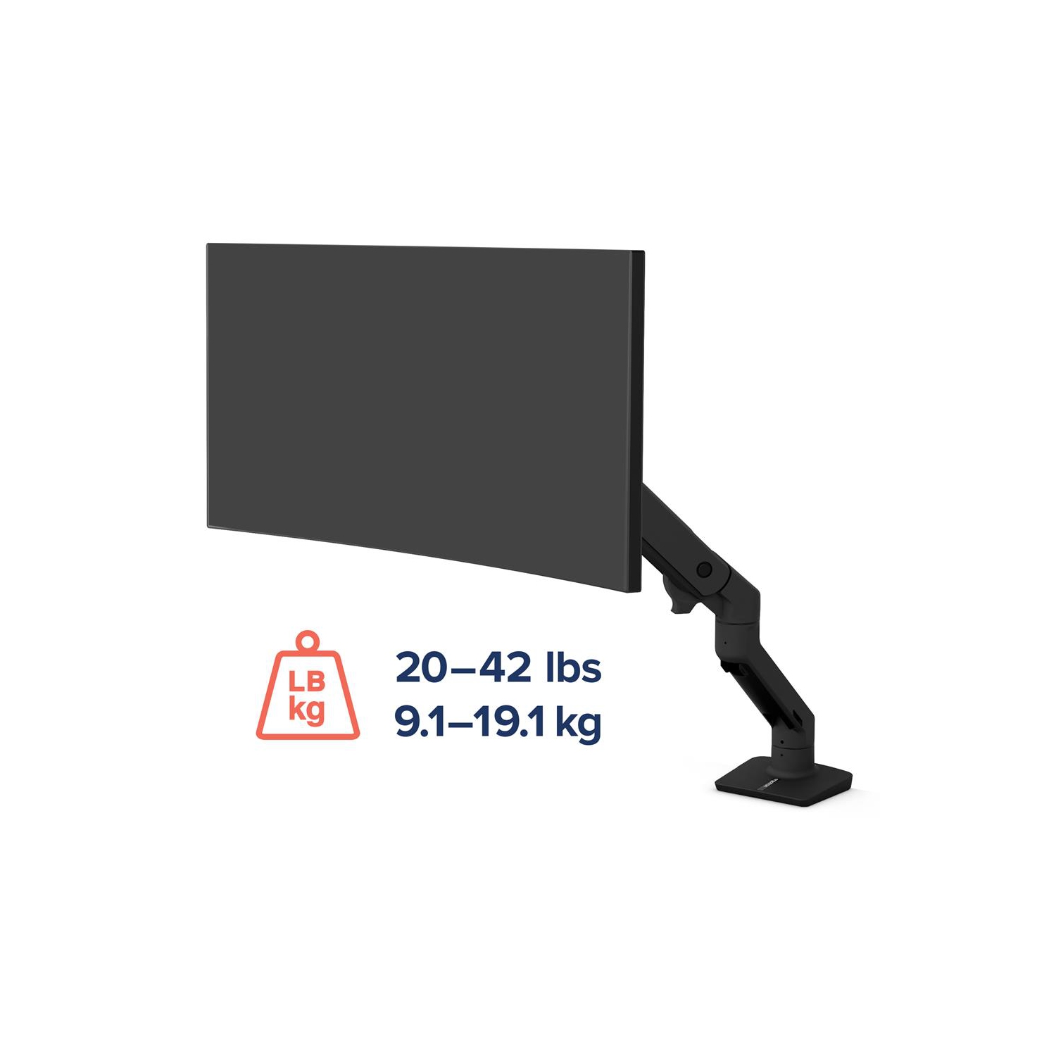 Ergotron HX Desk Monitor Arm for Heavy Monitor Mount - Matte Black -