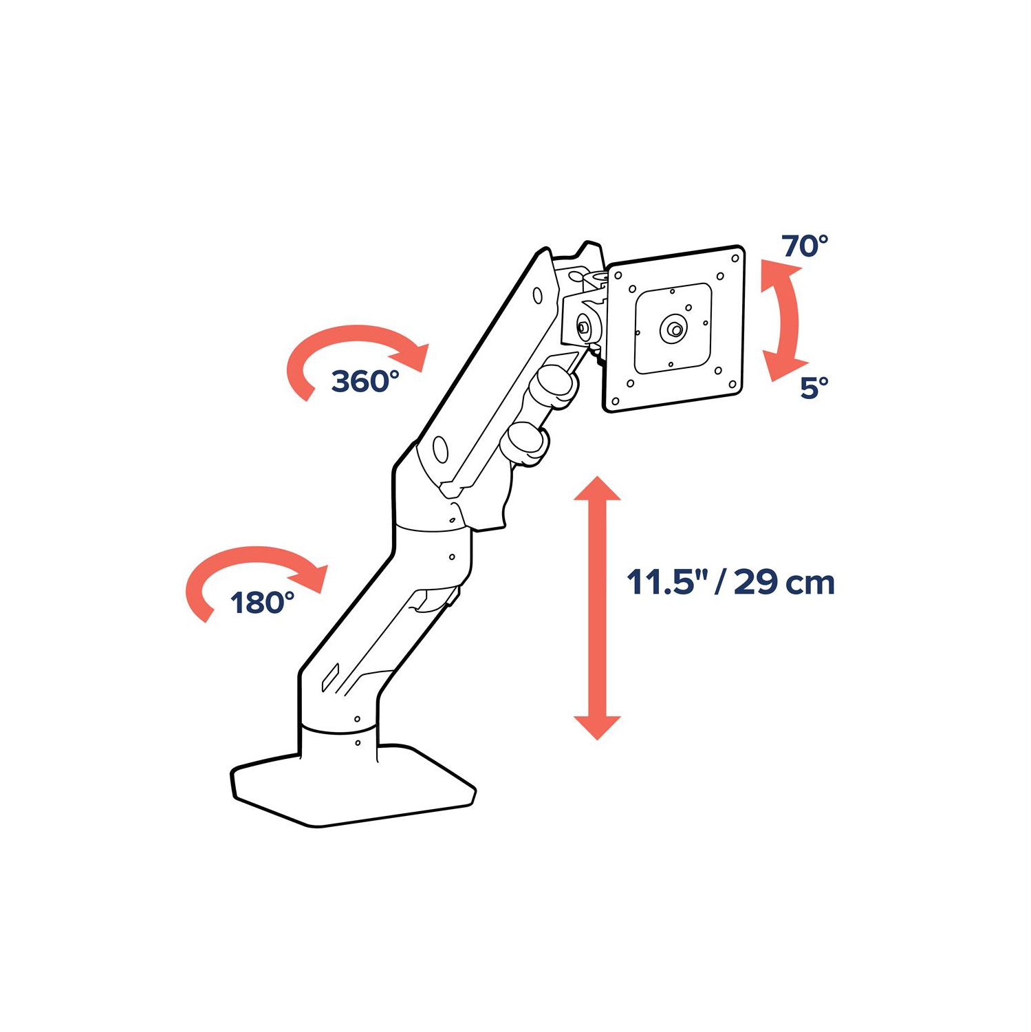 Ergotron HX Desk Monitor Arm for Heavy Monitor Mount - Matte Black -