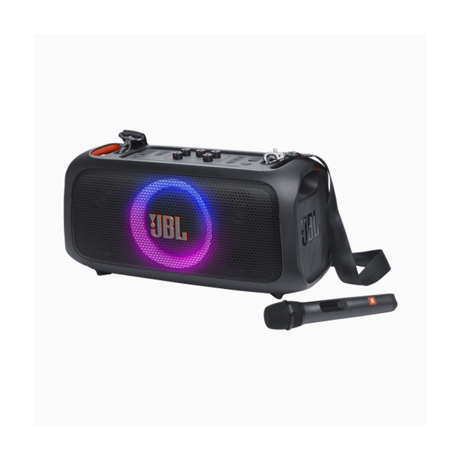 JBL PartyBox On-the-Go Essential Portable Party Speaker with Built-in Lights and Wireless Mic