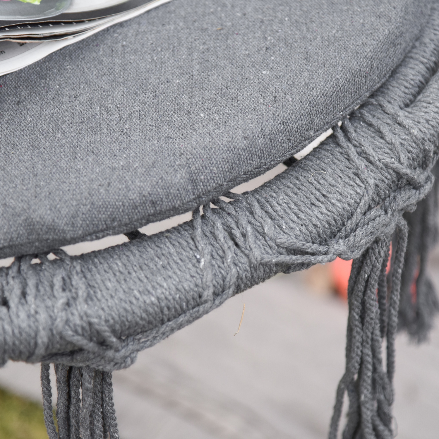 Chaise-hamac de patio Outsunny, balancelle-hamac suspendue en corde pour l'intérieur et l'extérieur avec dossier, mélange de coton-polyester,