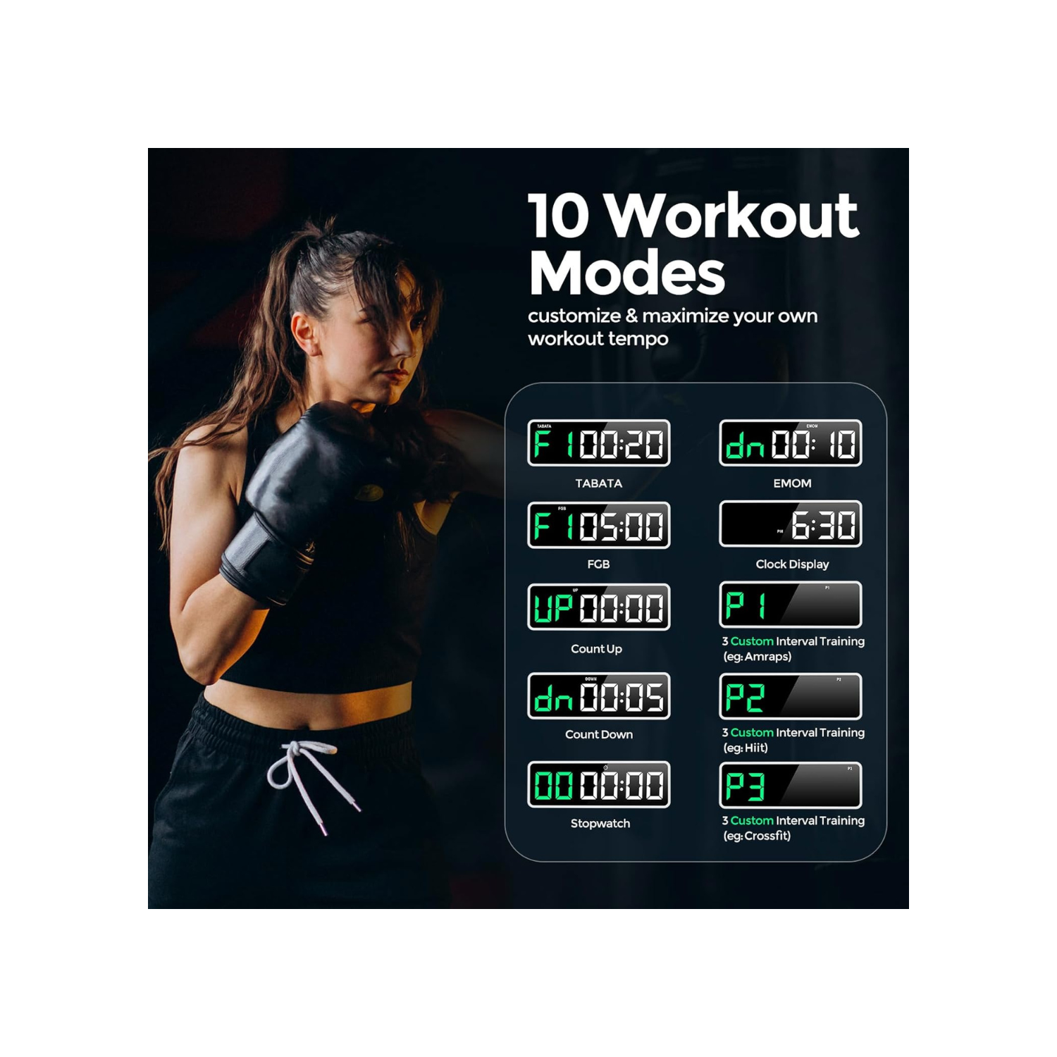 Portable Gym Timer Clock for Home Garage, Countdown/UP, Stopwatch, Workout Interval Timer with Powerful Battery, Strong Magnet, Adjustable Volume,