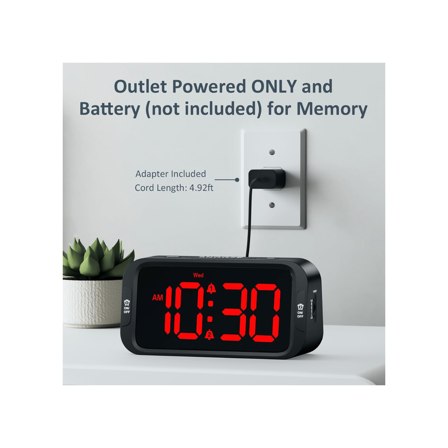 Odokee Digital Dual Alarm Clock for Bedroom, Easy to Set, 0-100% Dimmer, USB Charger, 5 Sounds Adjustable Volume, Weekday/Weekend Mode, Snooze,