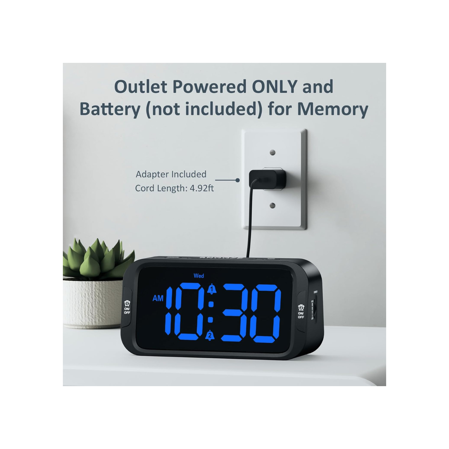 Odokee Digital Dual Alarm Clock for Bedroom, Easy to Set, 0-100% Dimmer, USB Charger, 5 Sounds Adjustable Volume, Weekday/Weekend Mode, Snooze,