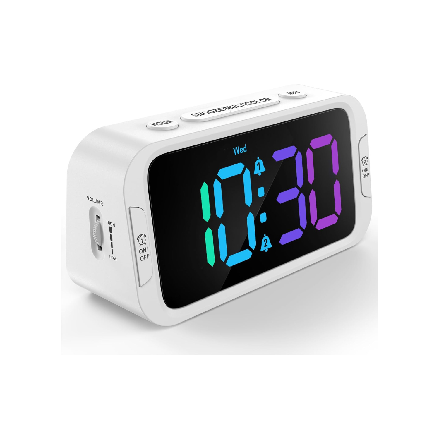 Odokee Digital Dual Alarm Clock for Bedroom, Easy to Set, 0-100% Dimmer, USB Charger, 5 Sounds Adjustable Volume, Weekday/Weekend Mode, Snooze,