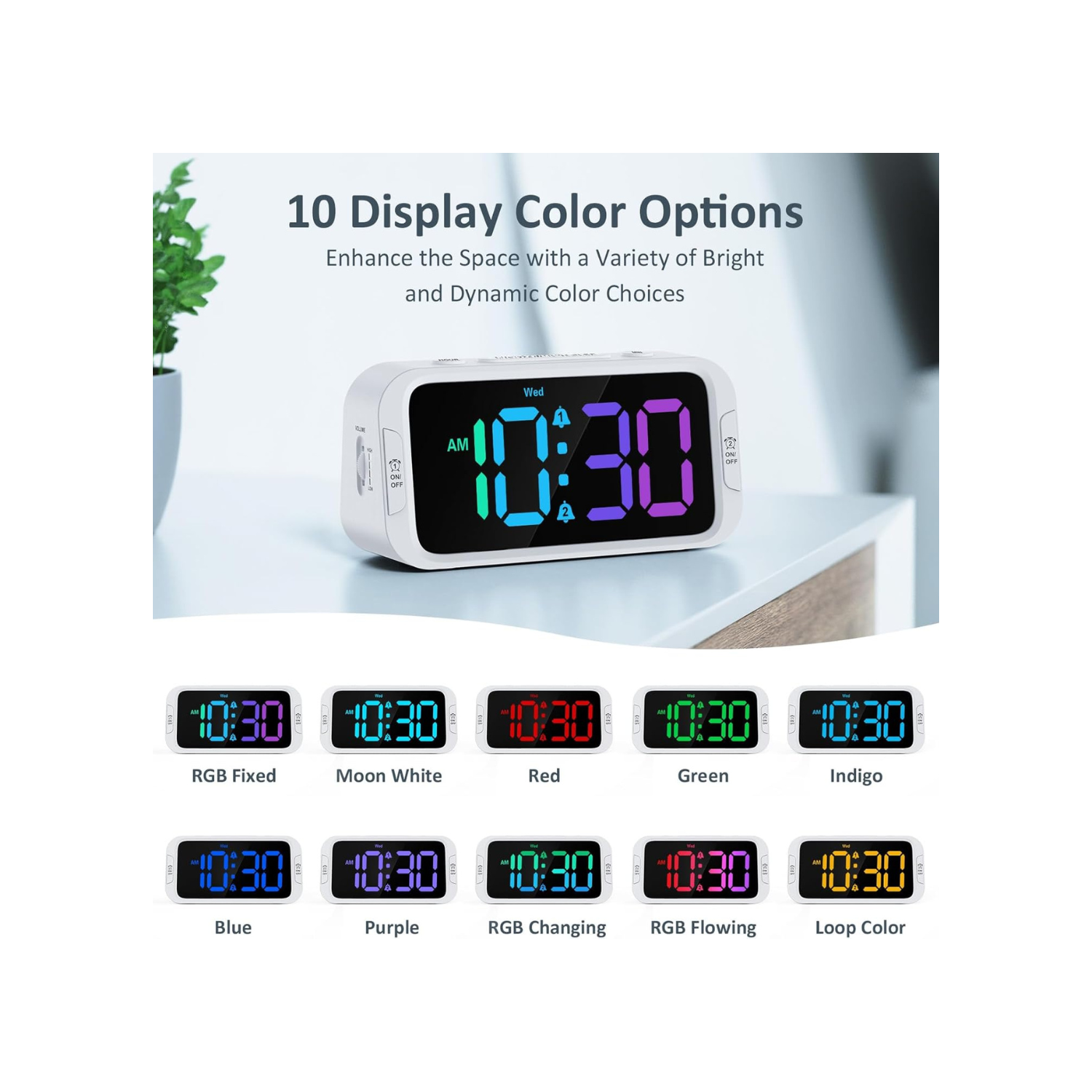 Odokee Digital Dual Alarm Clock for Bedroom, Easy to Set, 0-100% Dimmer, USB Charger, 5 Sounds Adjustable Volume, Weekday/Weekend Mode, Snooze,