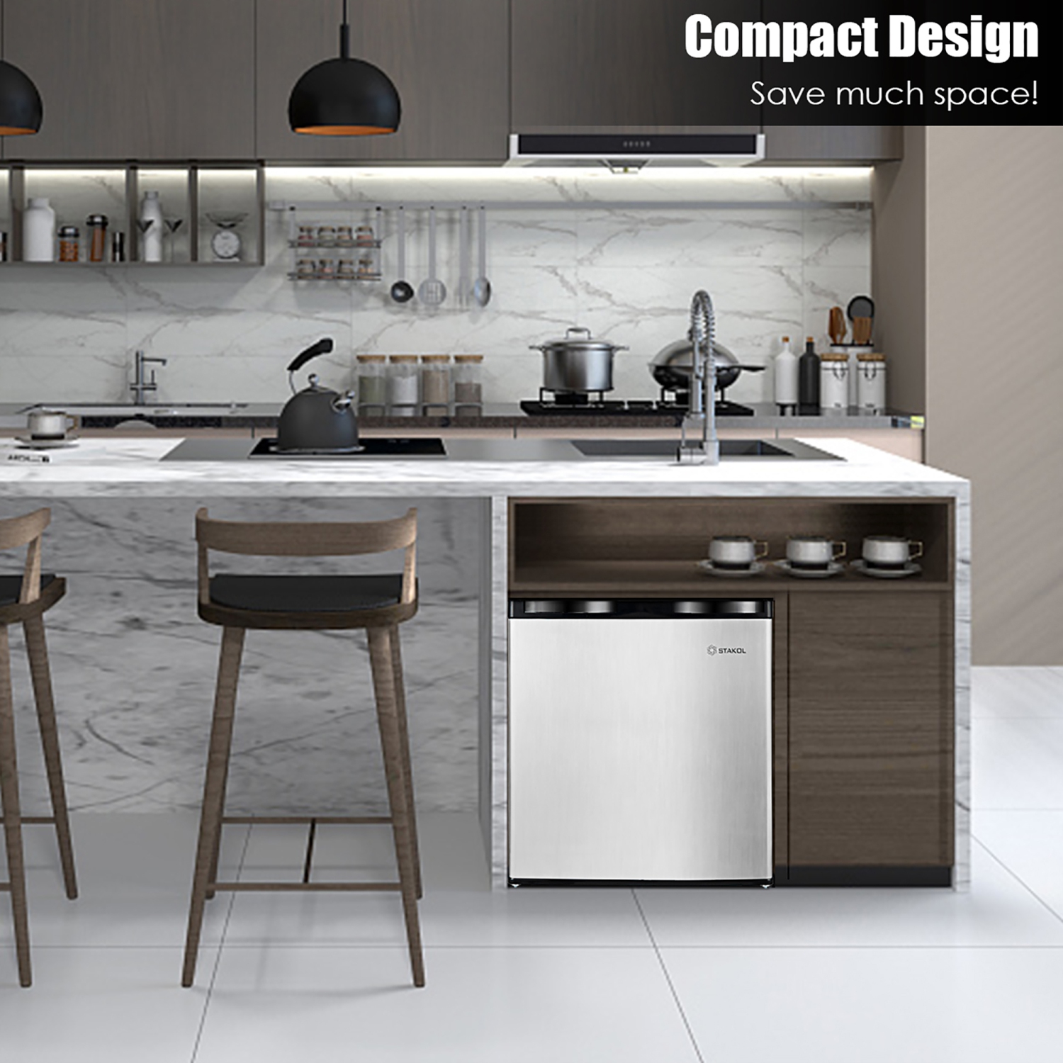 Congélateur vertical compact de comptoir de Costway, 1,1 pi3 avec Petit format avec porte réversible en acier inoxydable et tablettes ajustables