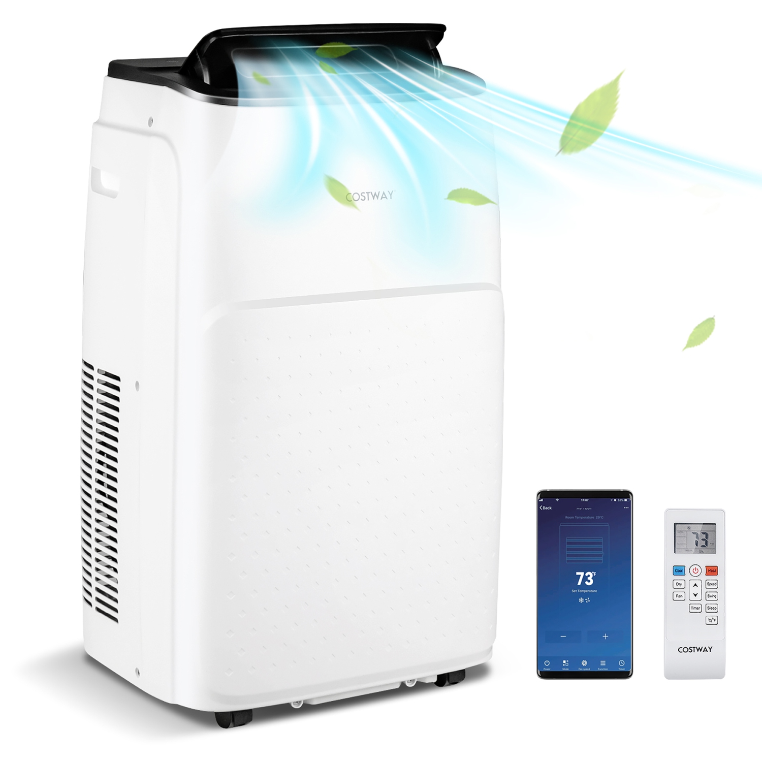 Costway 13,000 BTU Portable Air Conditioner, Smart WiFi Enabled AC with App & Voice Control, with Cool, Fan, Heat & Dehumidifier, Sleep Mode, 24H