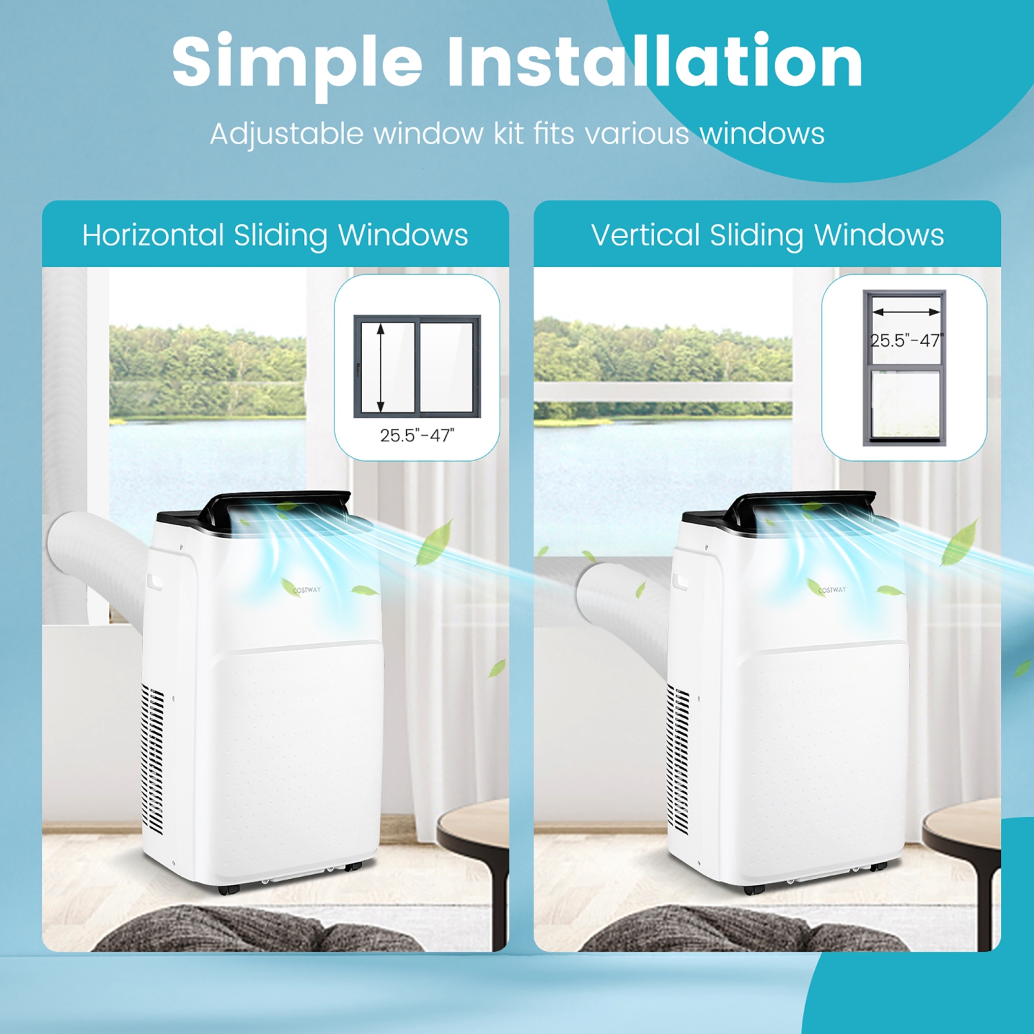 Costway 13,000 BTU Portable Air Conditioner, Smart WiFi Enabled AC with App & Voice Control, with Cool, Fan, Heat & Dehumidifier, Sleep Mode, 24H