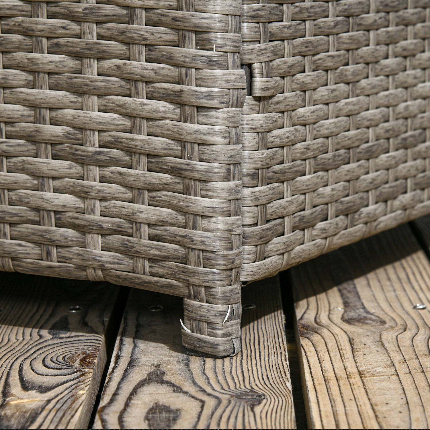 Outsunny Rattan Deck Box, Rattan 113 Gallon Outdoor Storage Box with Lid and Handle for Indoor, Patio Furniture Cushions, Pool and Garden Tools,