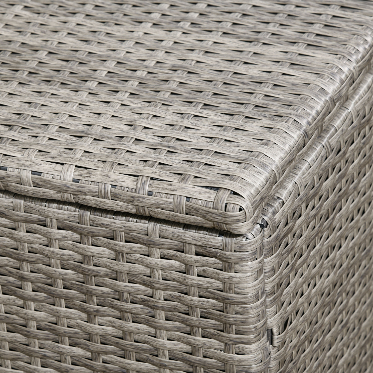 Outsunny Rattan Deck Box, Rattan 113 Gallon Outdoor Storage Box with Lid and Handle for Indoor, Patio Furniture Cushions, Pool and Garden Tools,