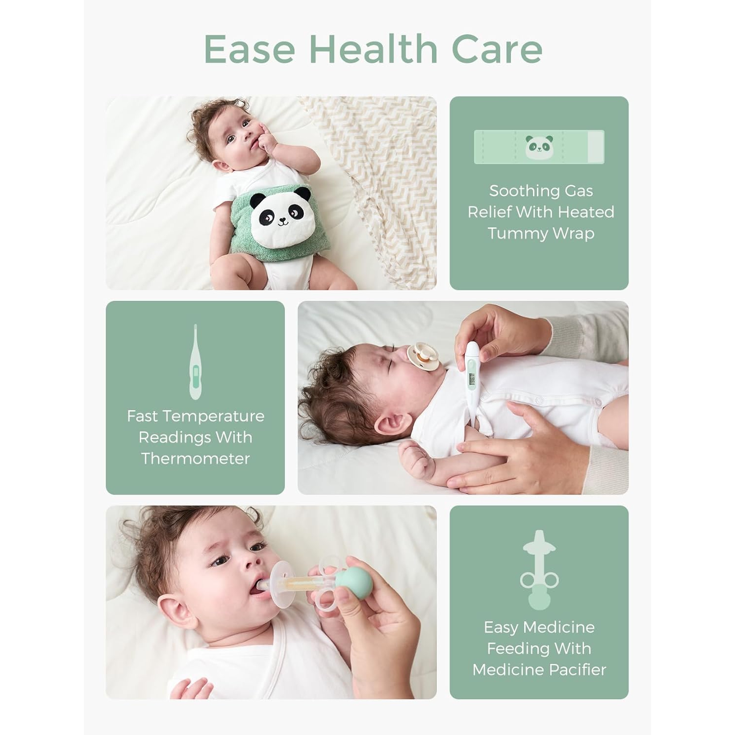 Momcozy Elite Baby Kit, Superior Gift Set, Include Electric Nail File&Nasal Aspirator, Heated Tummy Wrap,Thermometer,Bath Brush,Teether,Medicine