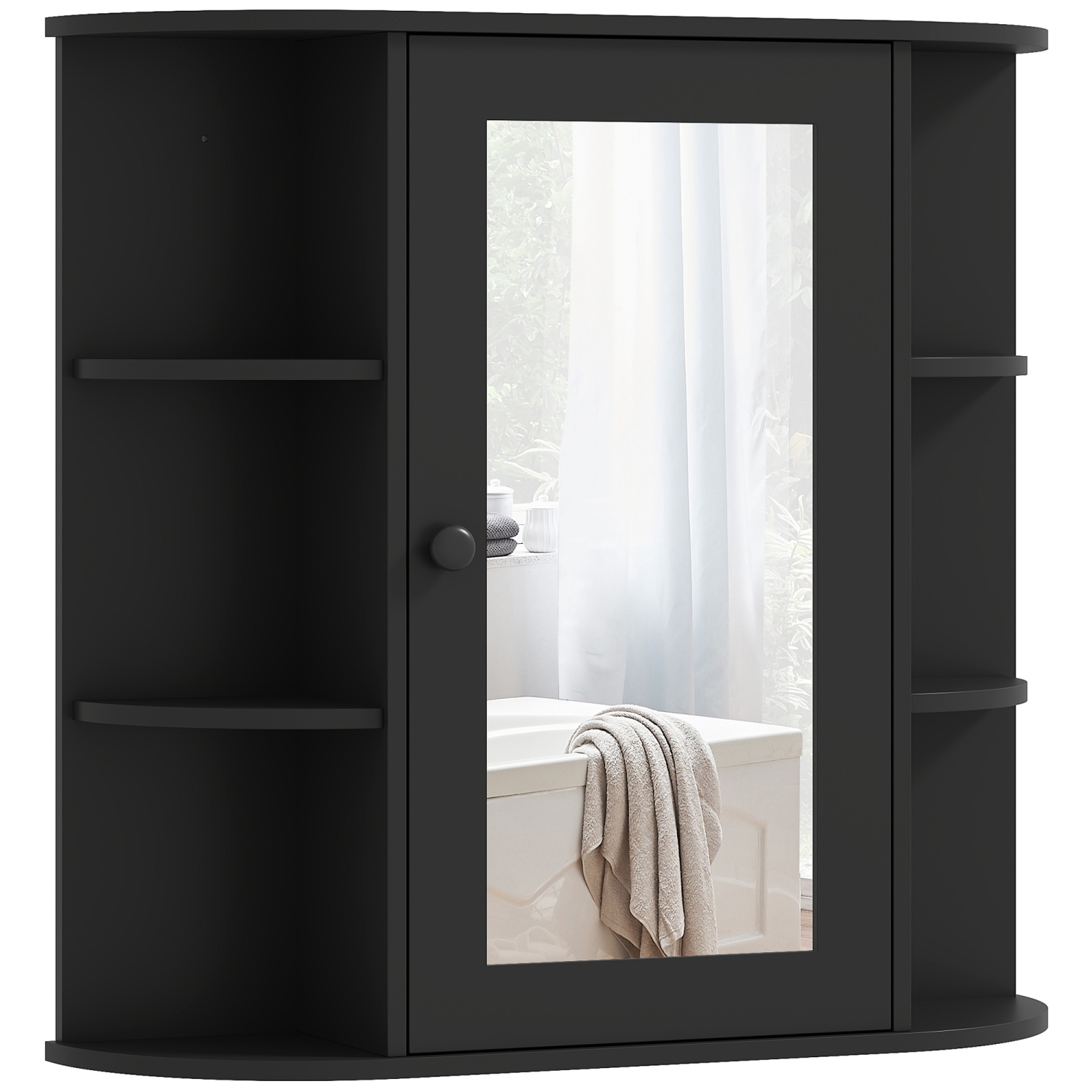 HOMCOM – Armoire à pharmacie de salle de bain avec miroir, armoire de rangement murale avec porte et tablettes en miroir, armoire miroir pour salle