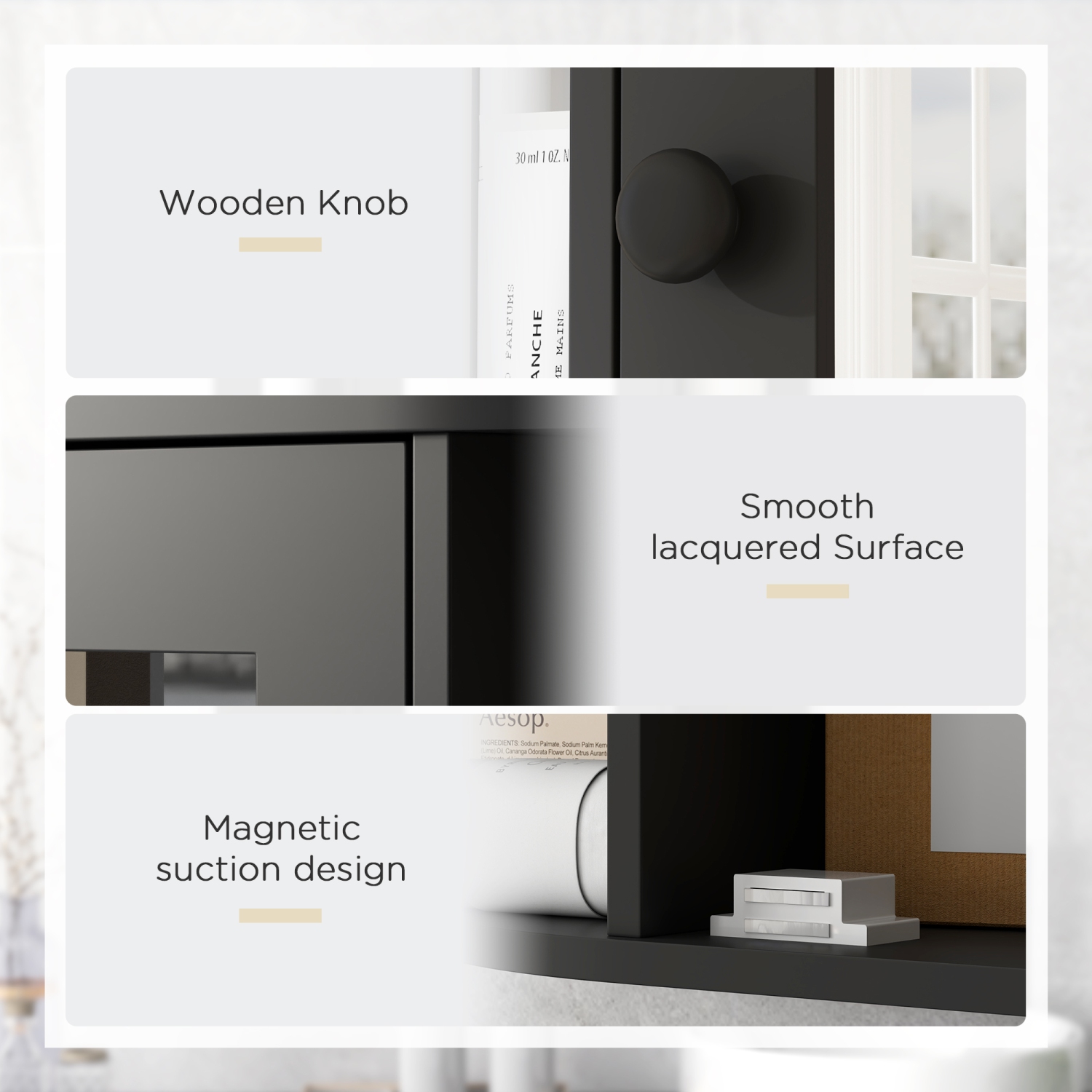 HOMCOM – Armoire à pharmacie de salle de bain avec miroir, armoire de rangement murale avec porte et tablettes en miroir, armoire miroir pour salle