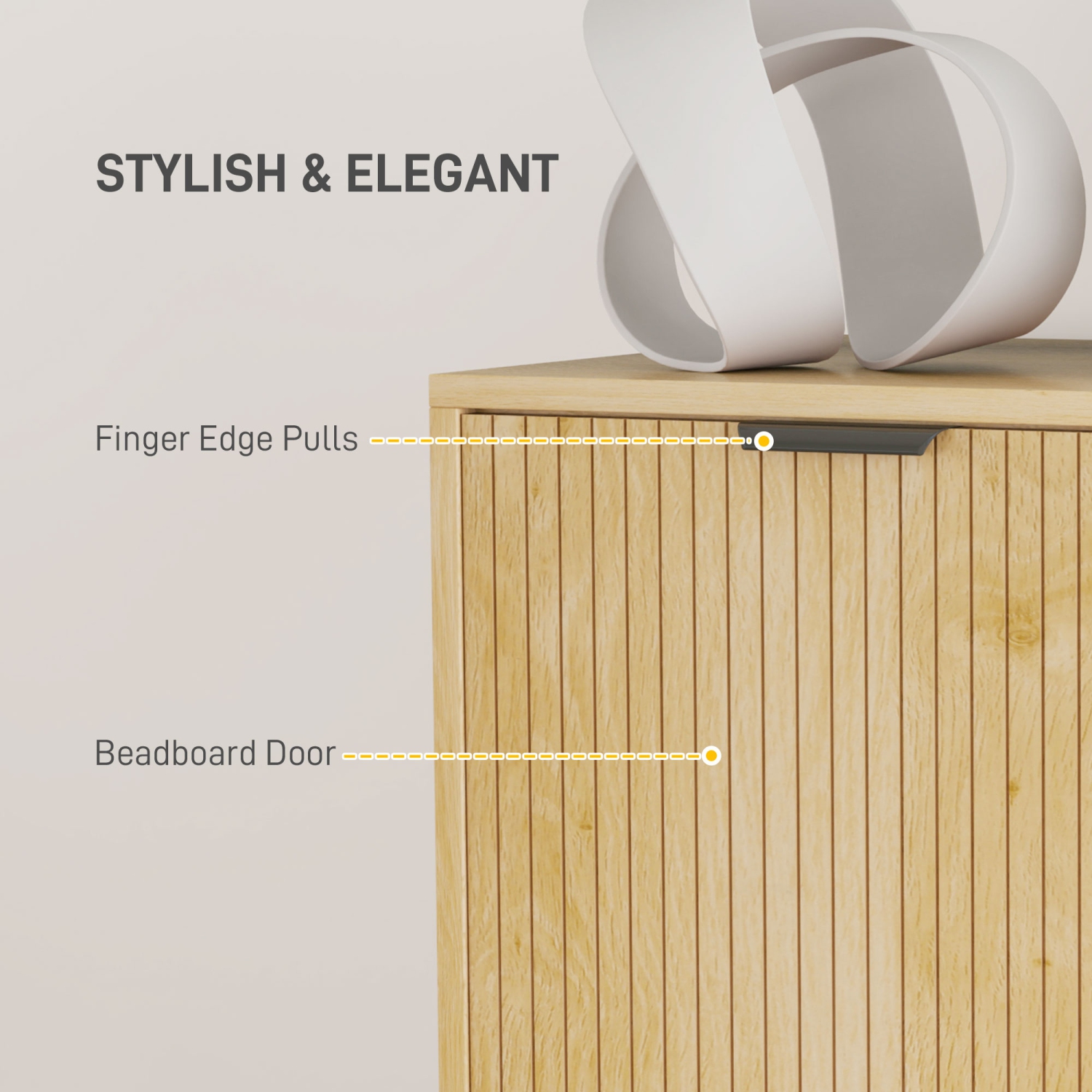 HOMCOM Sideboard Storage Cabinet with Doors & Adjustable Shelf, Freestanding Accent Cabinet with Wood Legs, Oak