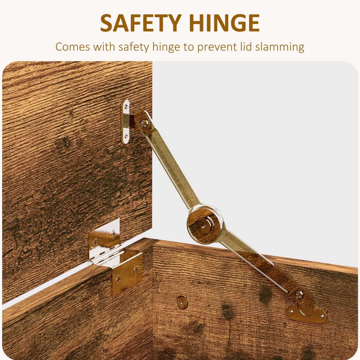 HOMCOM 39.5" Lift Top Storage Chest with 2 Safety Hinges, Storage Box Organizer with Flip-Top Lid, Entryway Bench, Rustic Brown